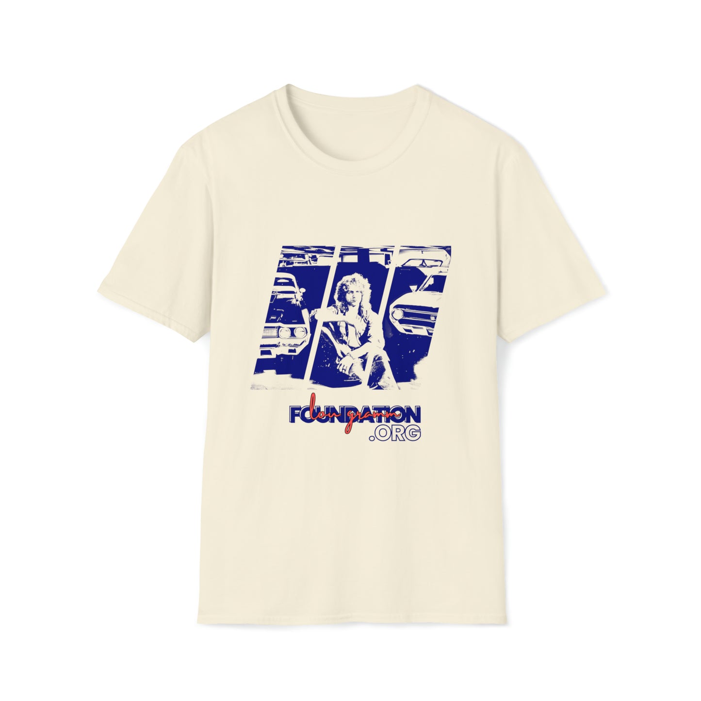 Lou’s Garage Blue logo - Unisex Softstyle T-Shirt