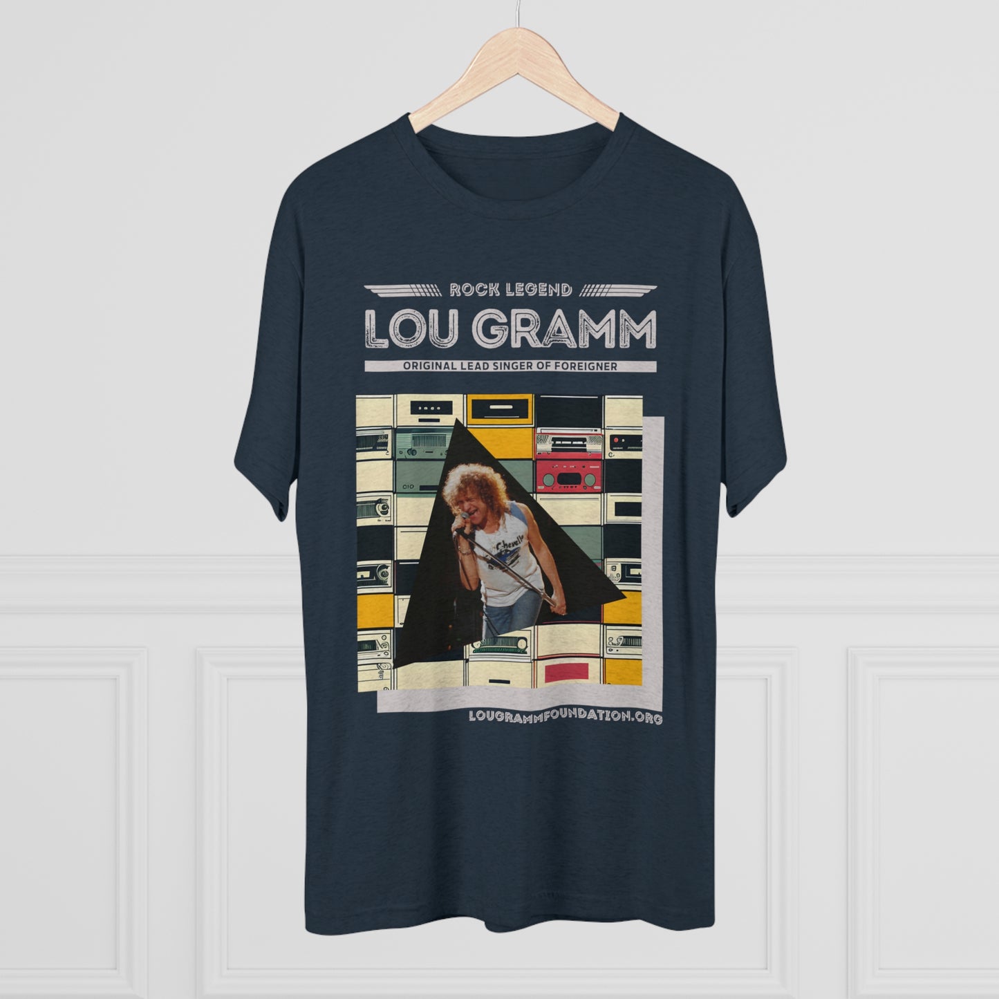 Rock Legend Lou Gramm Unisex Tri-Blend Crew Tee - Grey Logo