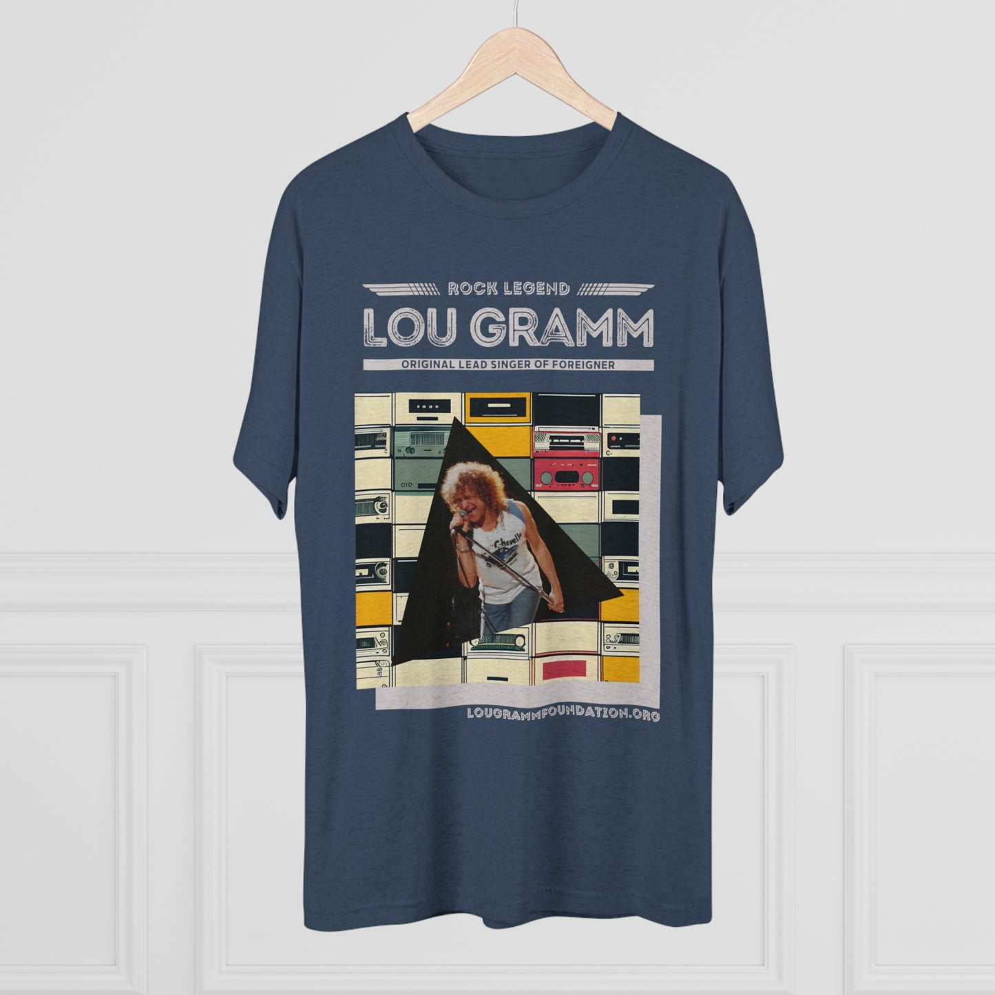 Rock Legend Lou Gramm Unisex Tri-Blend Crew Tee - Grey Logo