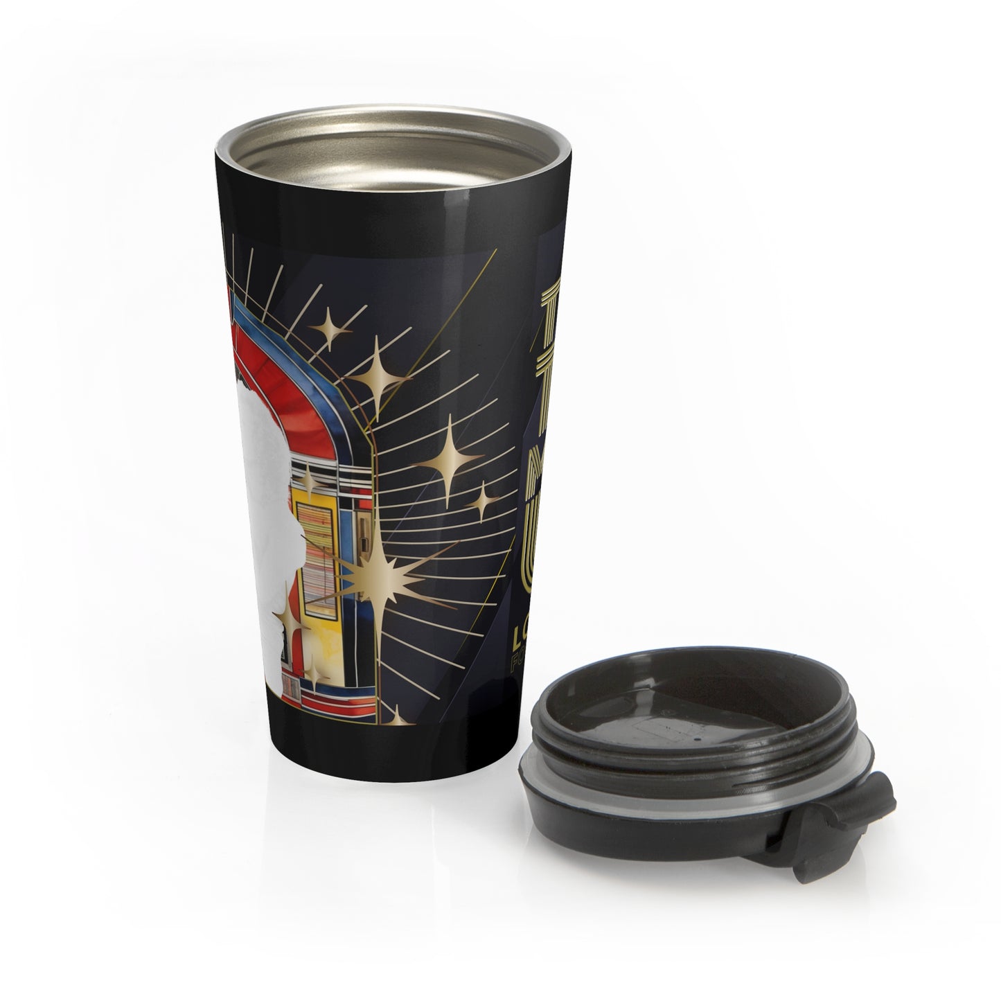 Turn The Music Up Stainless Steel Travel Mug - Black
