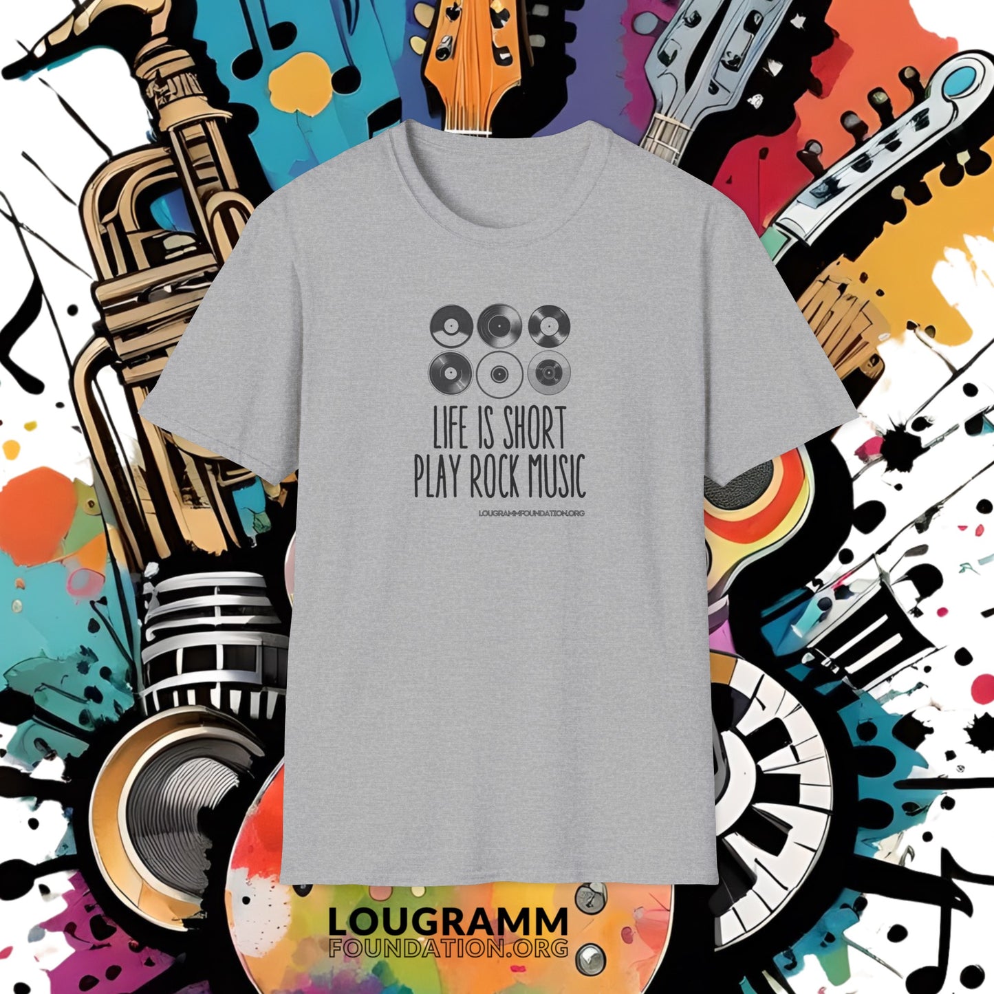Life is Short Play Rock Music Unisex Softstyle T-Shirt
