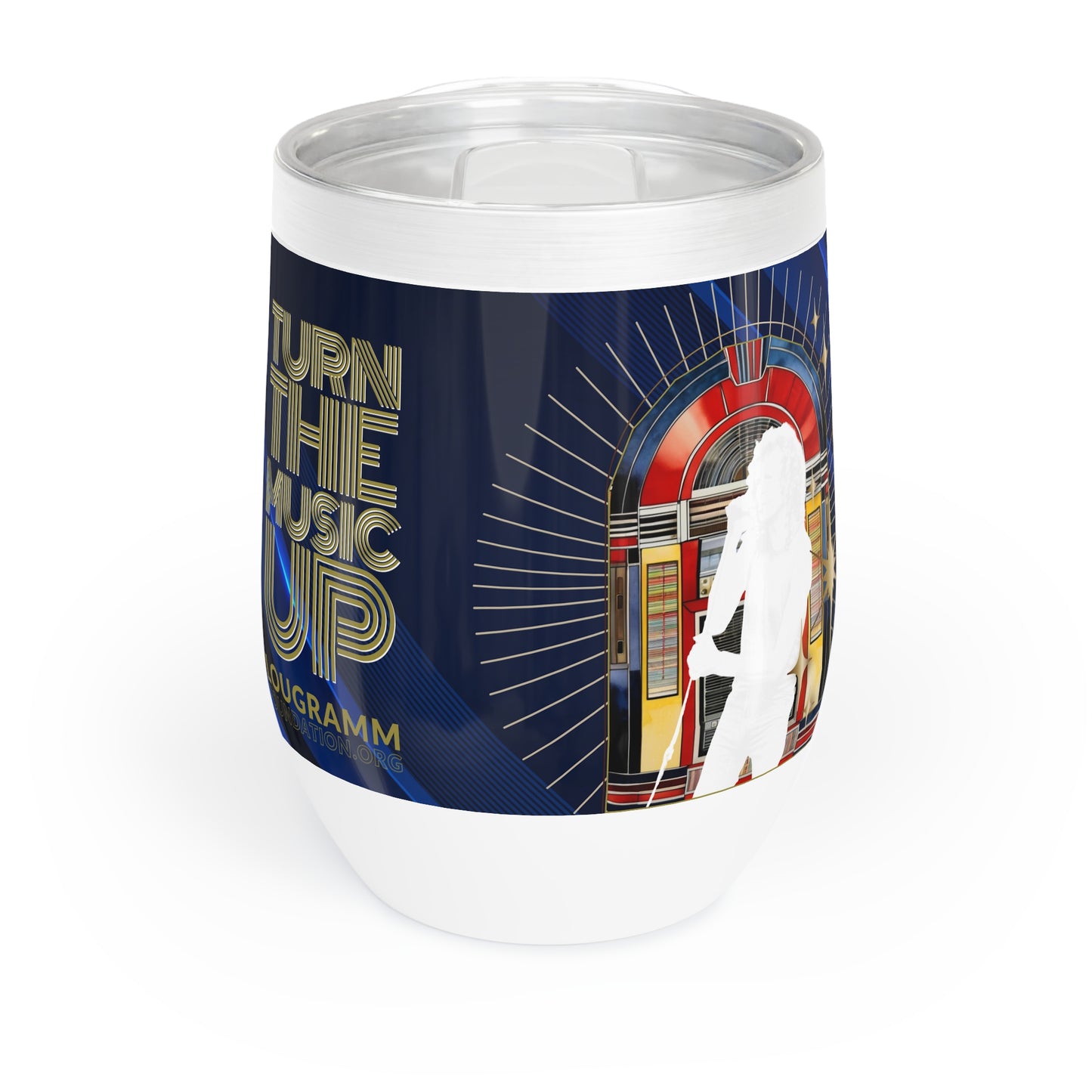 Turn The Music Up Chill Wine Tumbler - Blue