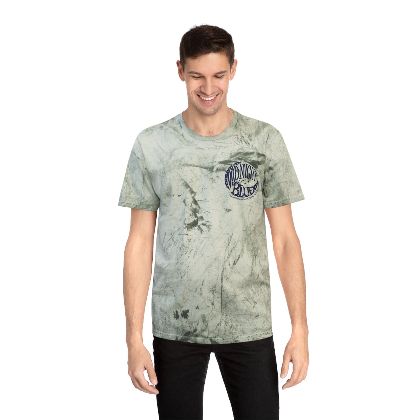 Midnight Blue Color Blast T-Shirt with Moon and Stars Design