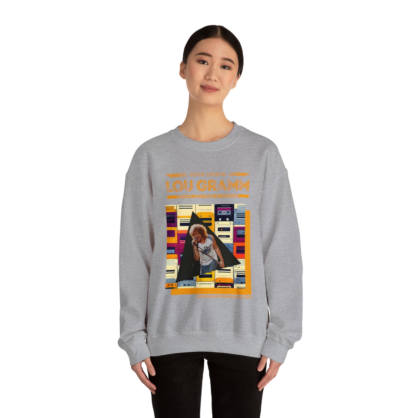 Rock Legend Lou Gramm Orange Logo - Unisex Heavy Blend™ Crewneck Sweatshirt