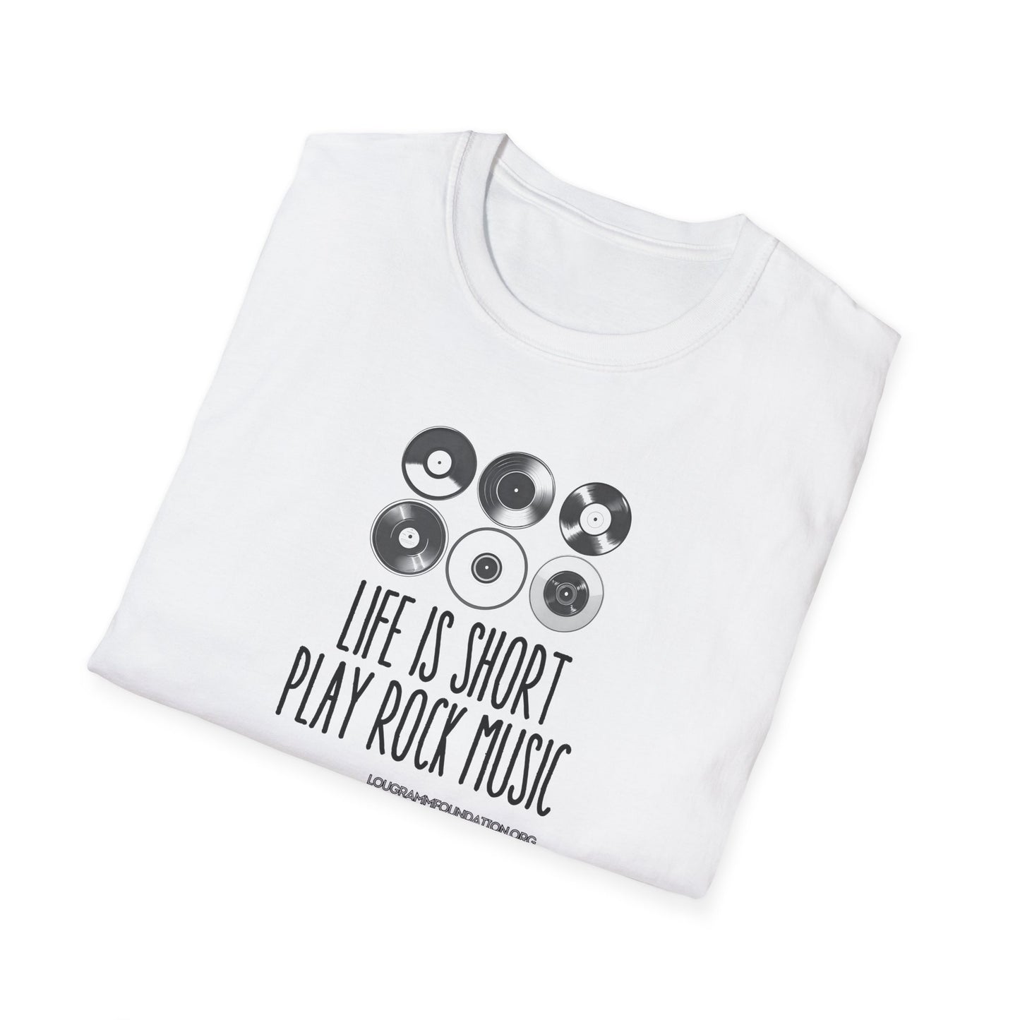 Life is Short Play Rock Music Unisex Softstyle T-Shirt