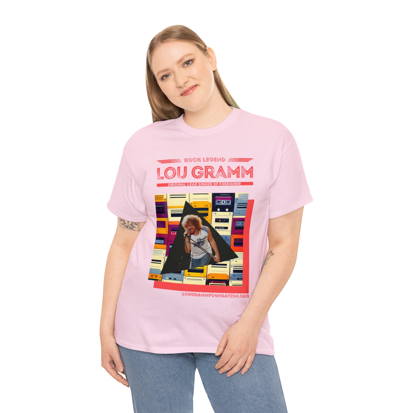 Rock Legend Lou Gramm Unisex Heavy Cotton Tee - Salmon logo