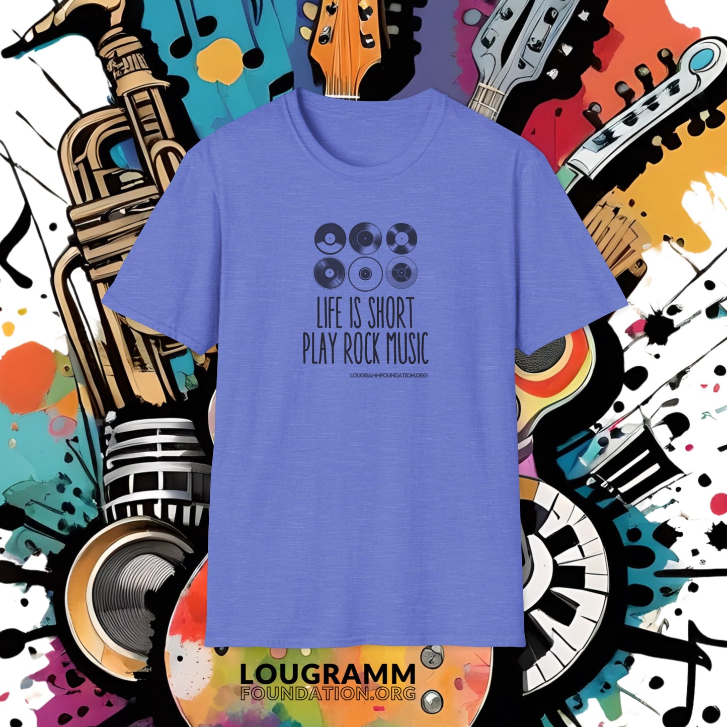 Life is Short Play Rock Music Unisex Softstyle T-Shirt
