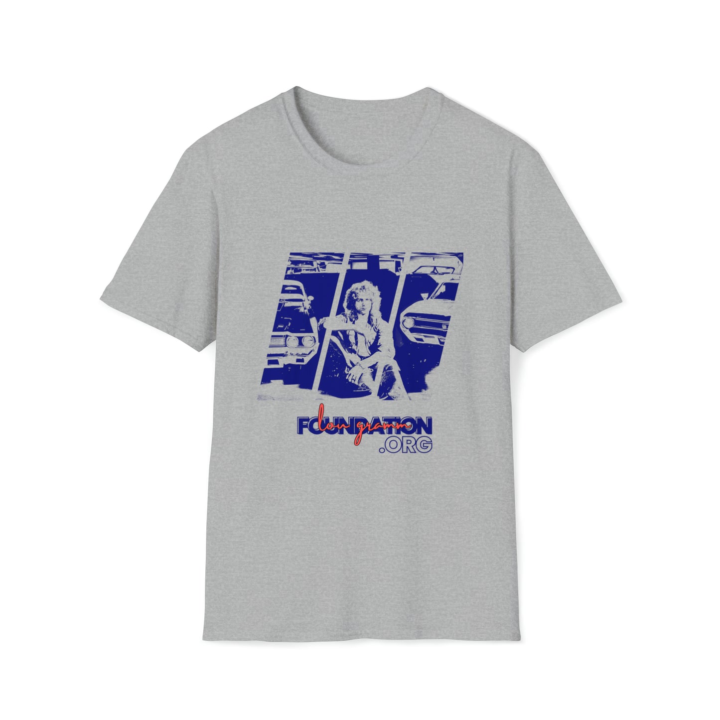 Lou’s Garage Blue logo - Unisex Softstyle T-Shirt