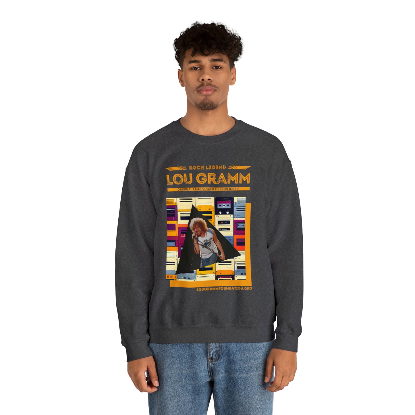 Rock Legend Lou Gramm Orange Logo - Unisex Heavy Blend™ Crewneck Sweatshirt