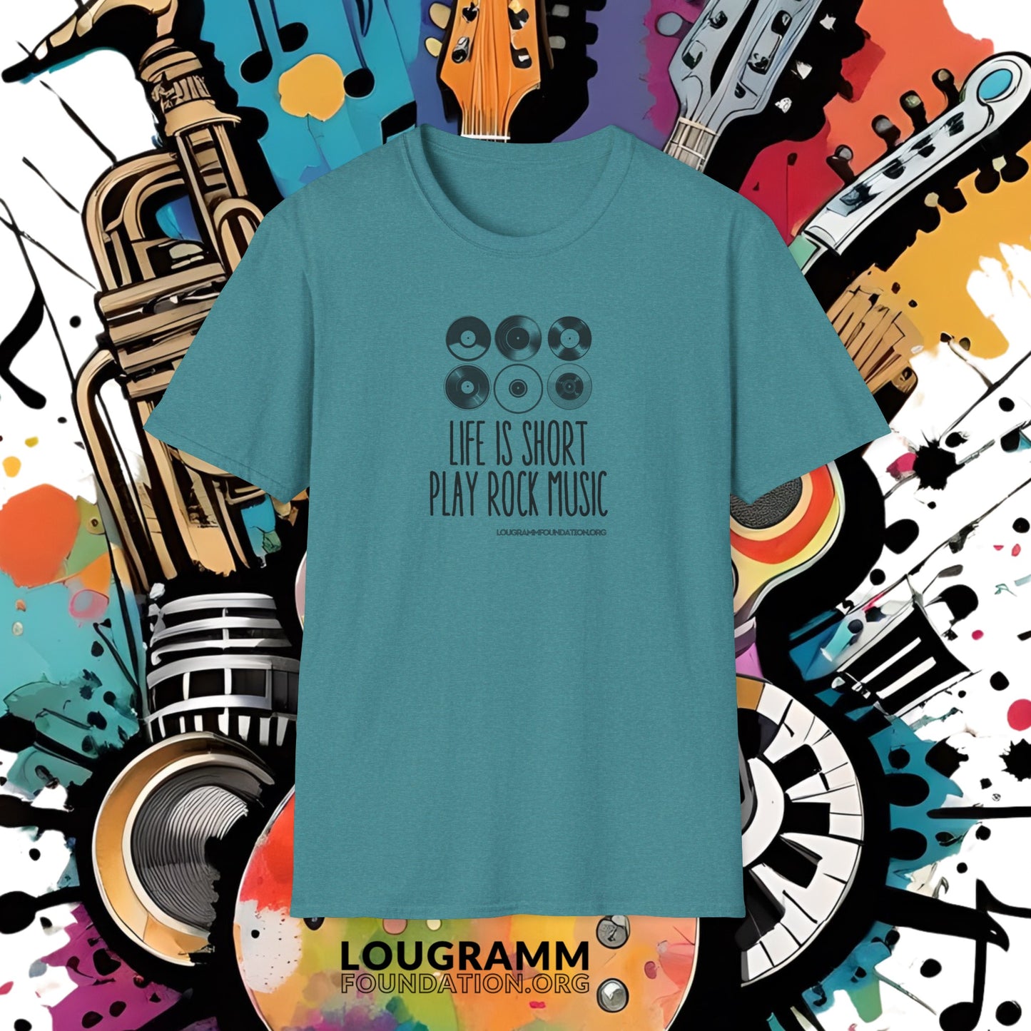 Life is Short Play Rock Music Unisex Softstyle T-Shirt