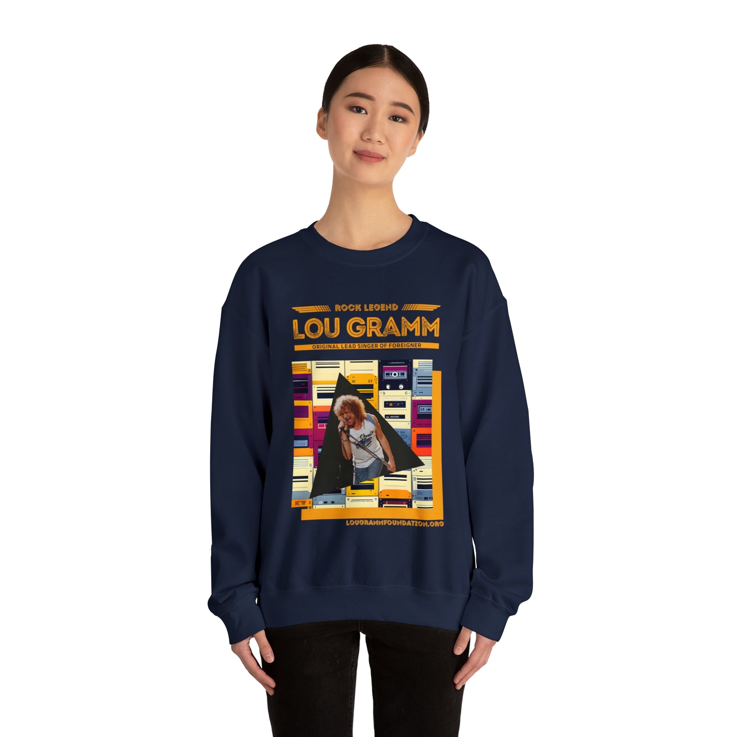 Rock Legend Lou Gramm Orange Logo - Unisex Heavy Blend™ Crewneck Sweatshirt