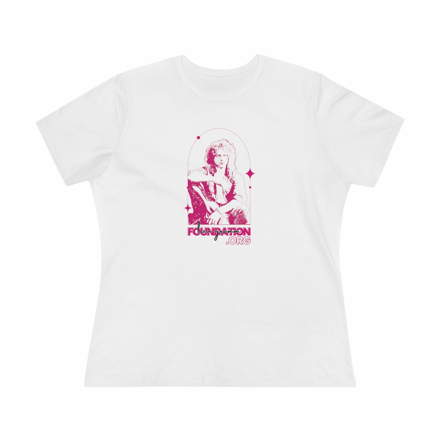 Lou Gramm Stencil Pink logo - Women's Premium Tee