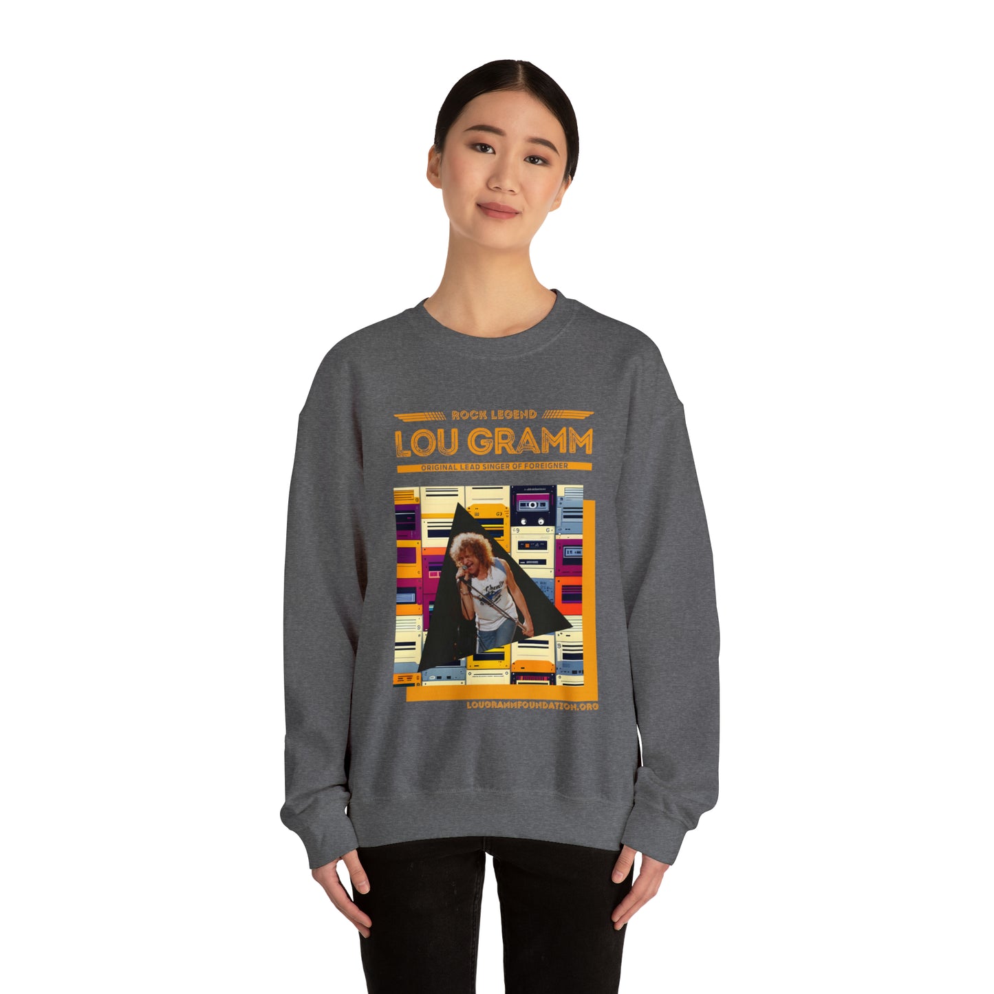 Rock Legend Lou Gramm Orange Logo - Unisex Heavy Blend™ Crewneck Sweatshirt