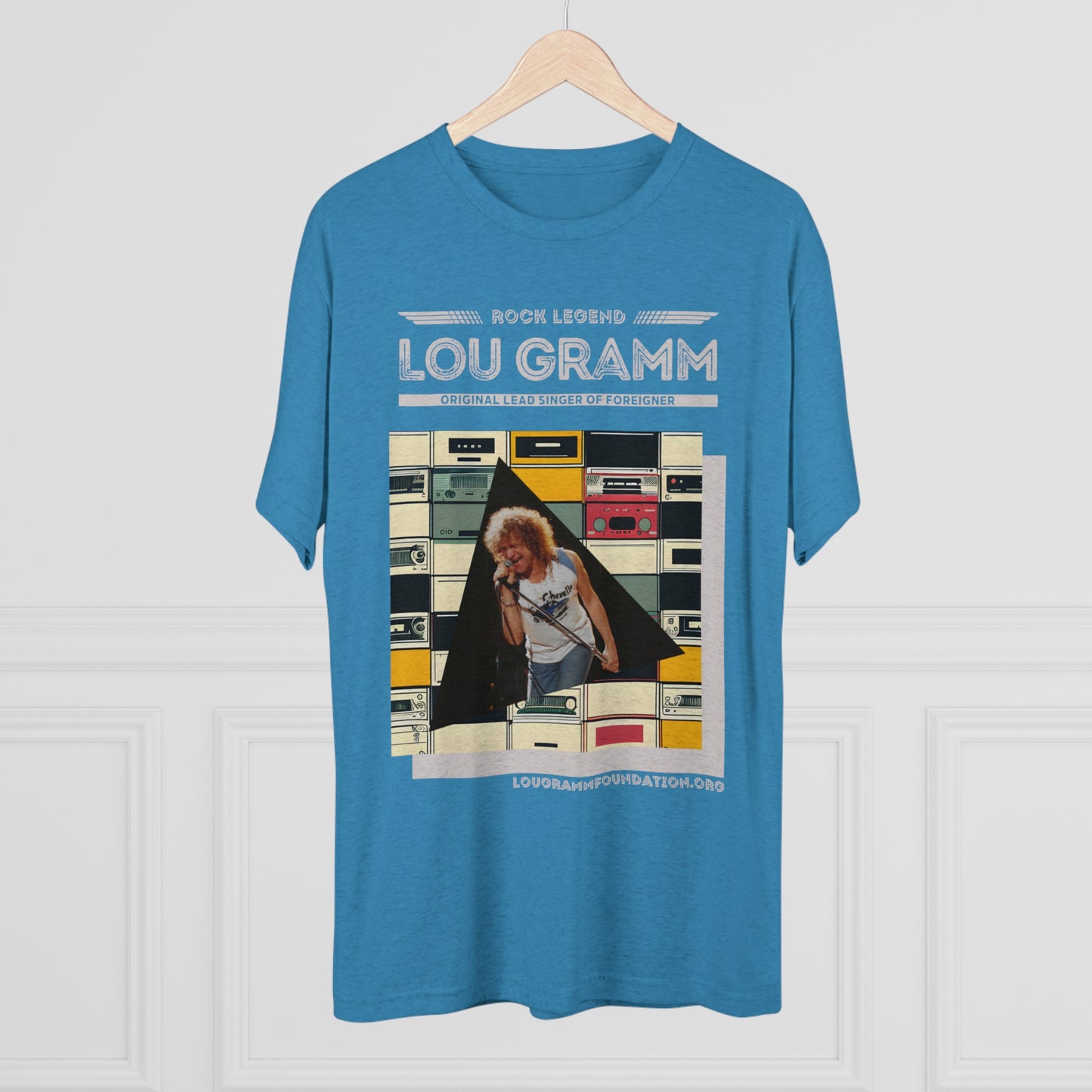 Rock Legend Lou Gramm Unisex Tri-Blend Crew Tee - Grey Logo