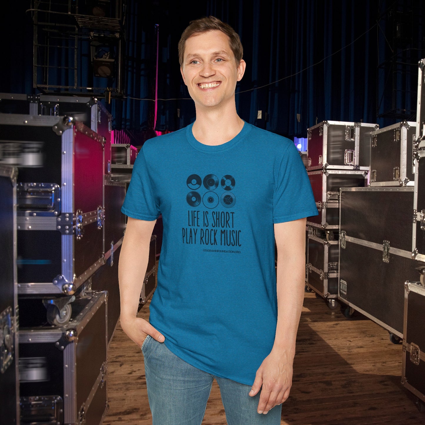 Life is Short Play Rock Music Unisex Softstyle T-Shirt