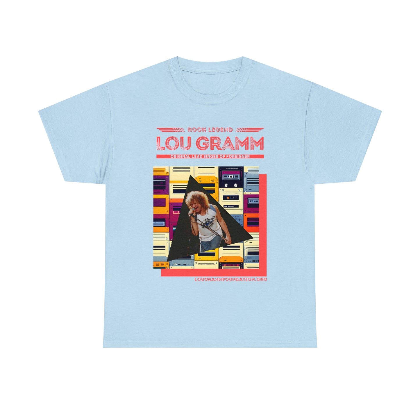 Rock Legend Lou Gramm Unisex Heavy Cotton Tee - Salmon logo