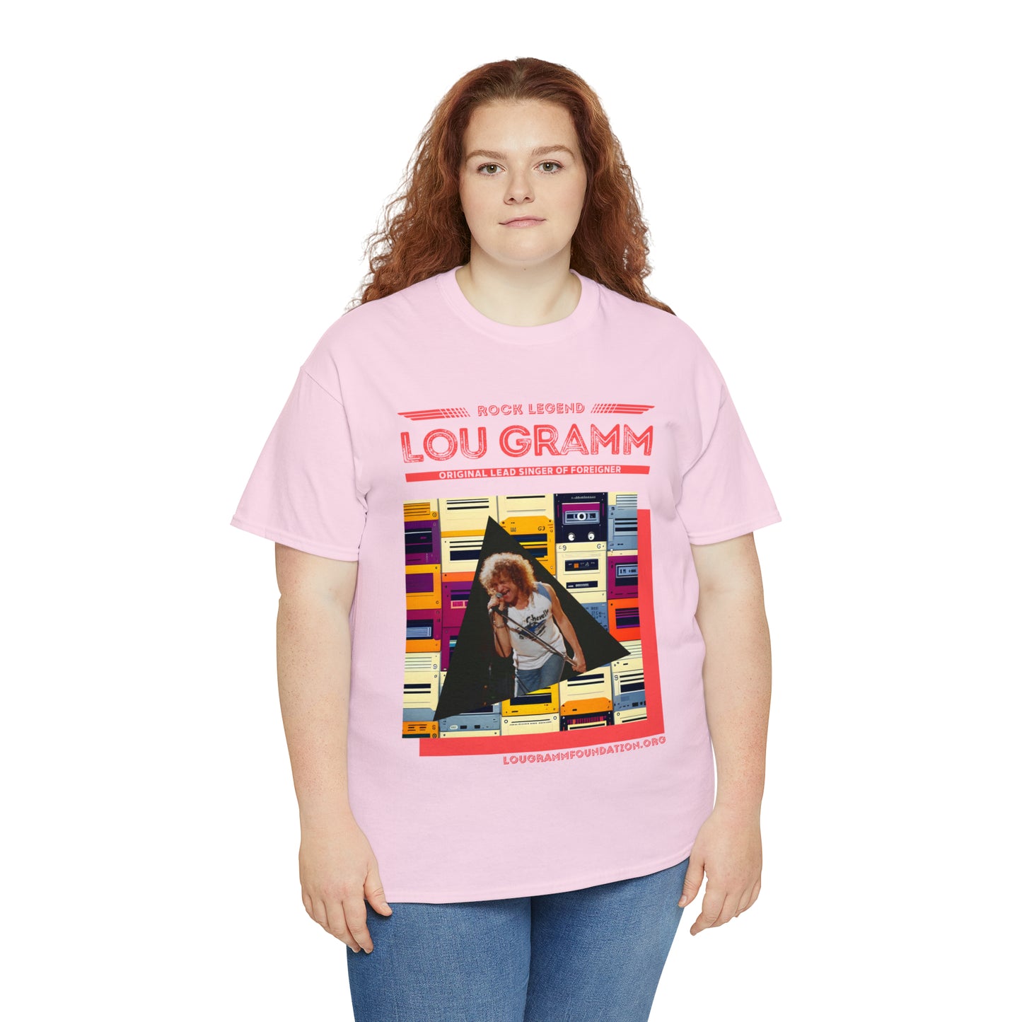 Rock Legend Lou Gramm Unisex Heavy Cotton Tee - Salmon logo