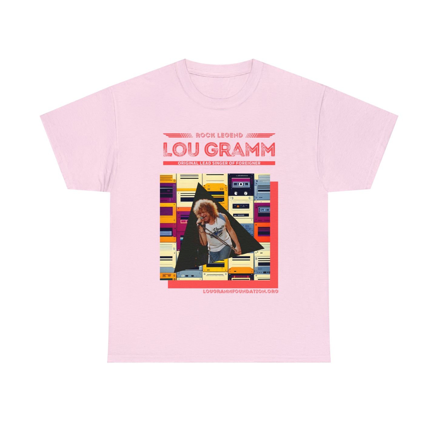 Rock Legend Lou Gramm Unisex Heavy Cotton Tee - Salmon logo