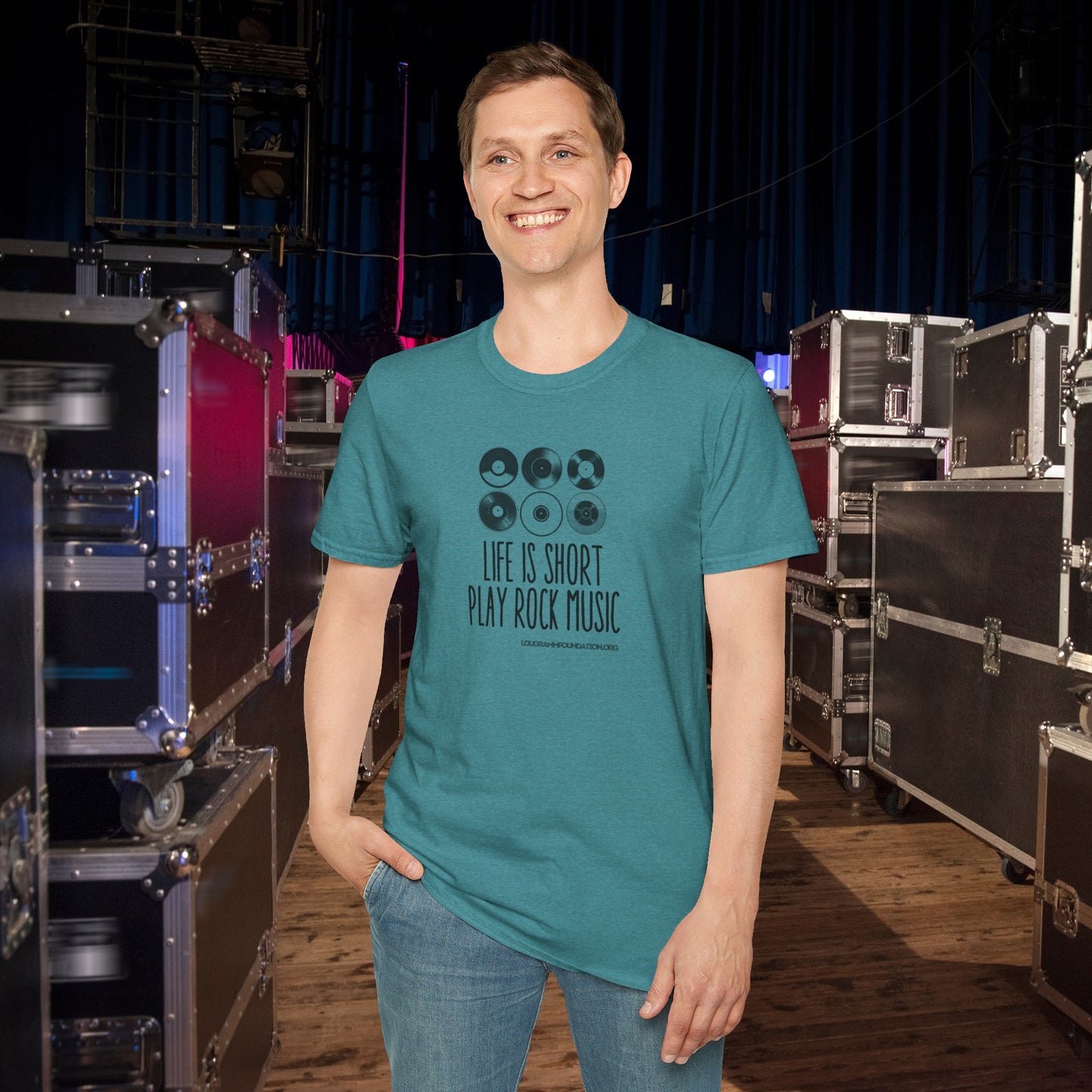 Life is Short Play Rock Music Unisex Softstyle T-Shirt