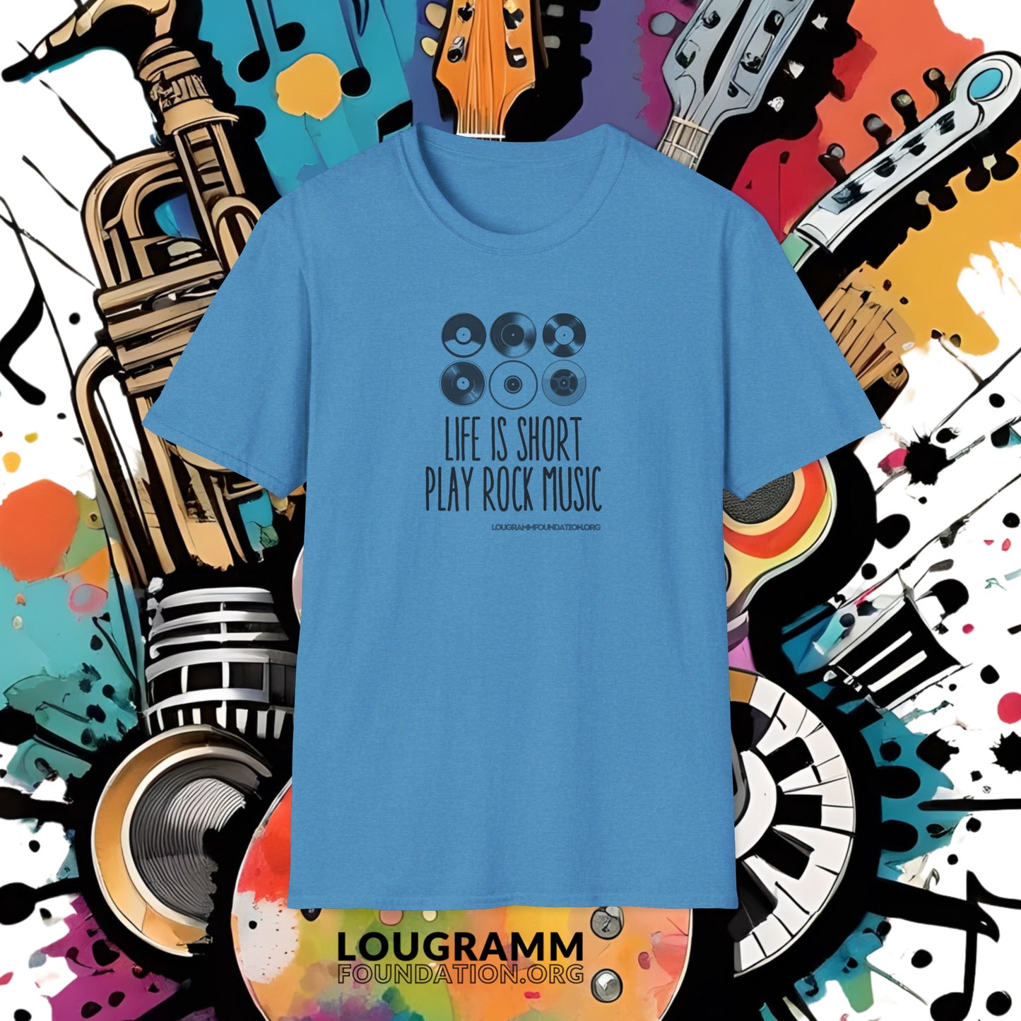 Life is Short Play Rock Music Unisex Softstyle T-Shirt