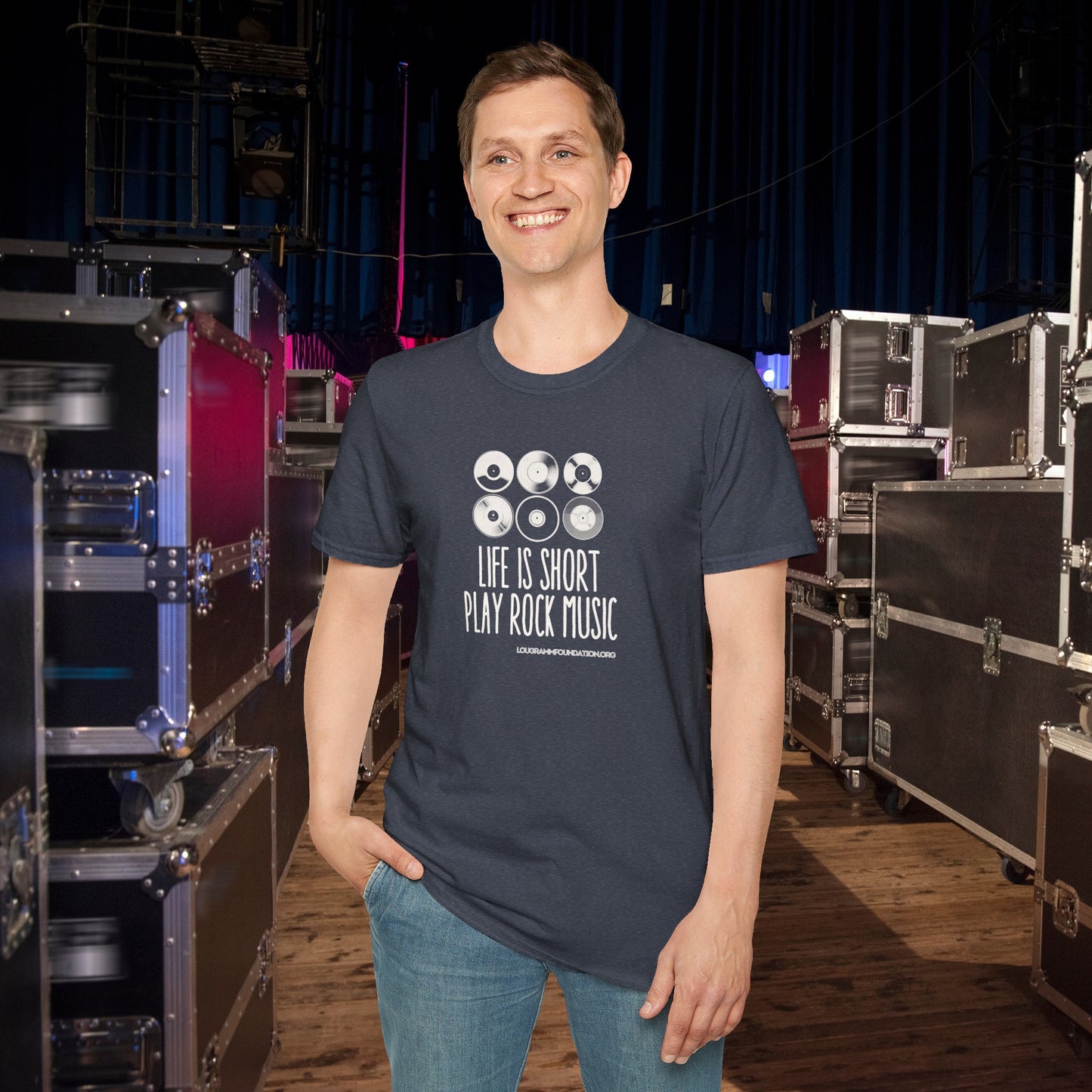 Life is Short Play Rock Music Unisex Softstyle T-Shirt