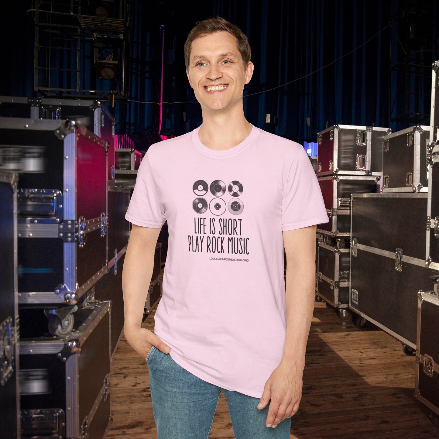 Life is Short Play Rock Music Unisex Softstyle T-Shirt