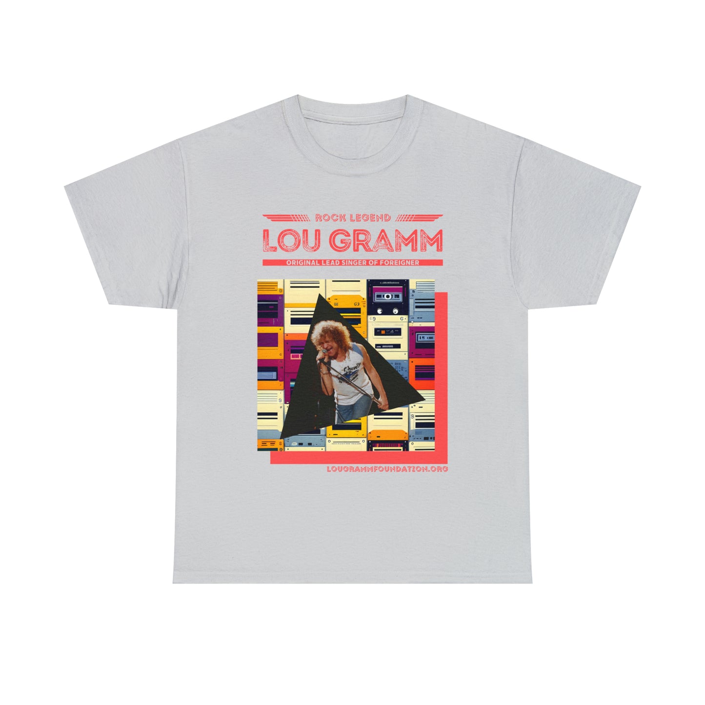 Rock Legend Lou Gramm Unisex Heavy Cotton Tee - Salmon logo