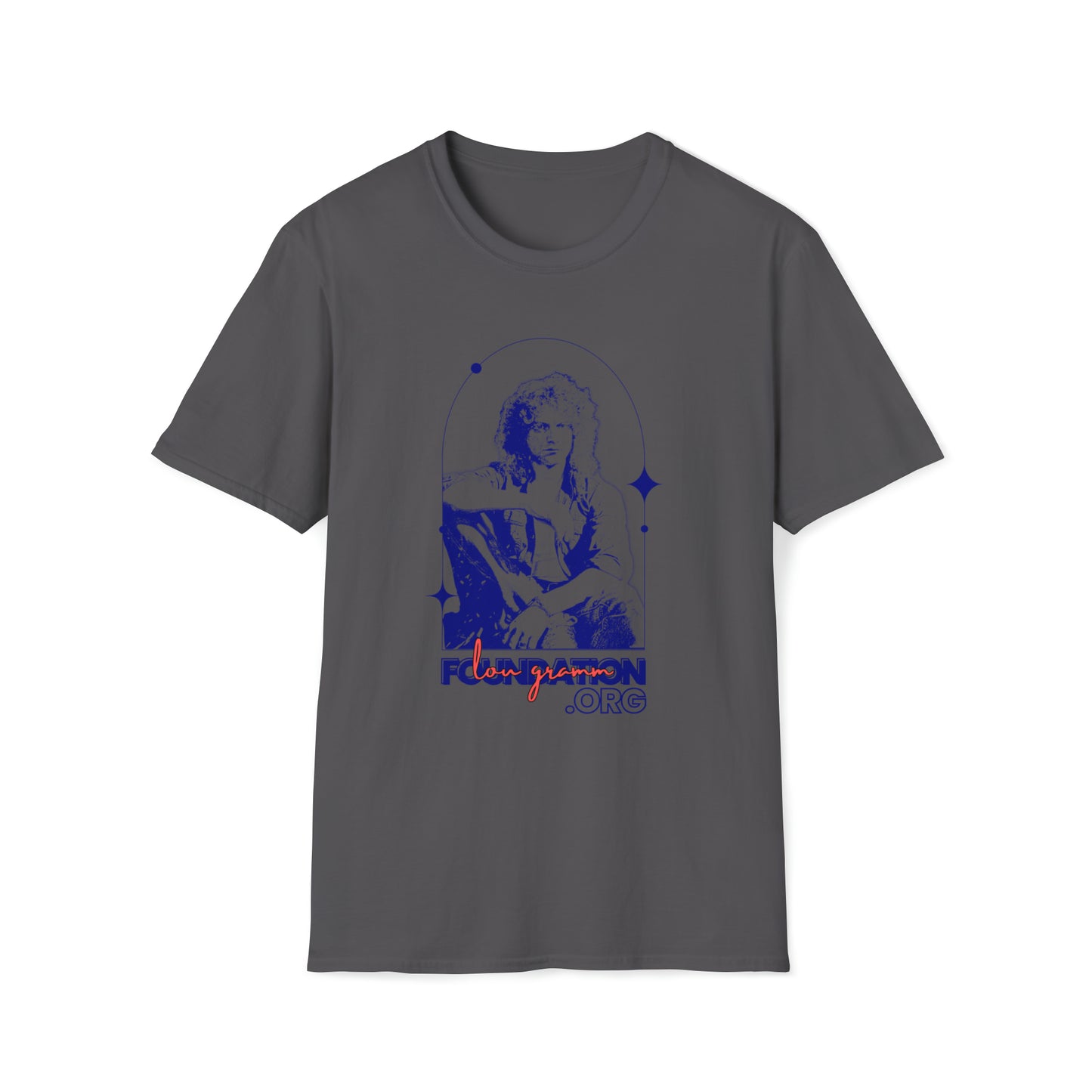 Lou Gramm Stencil Blue logo - Unisex Softstyle T-Shirt