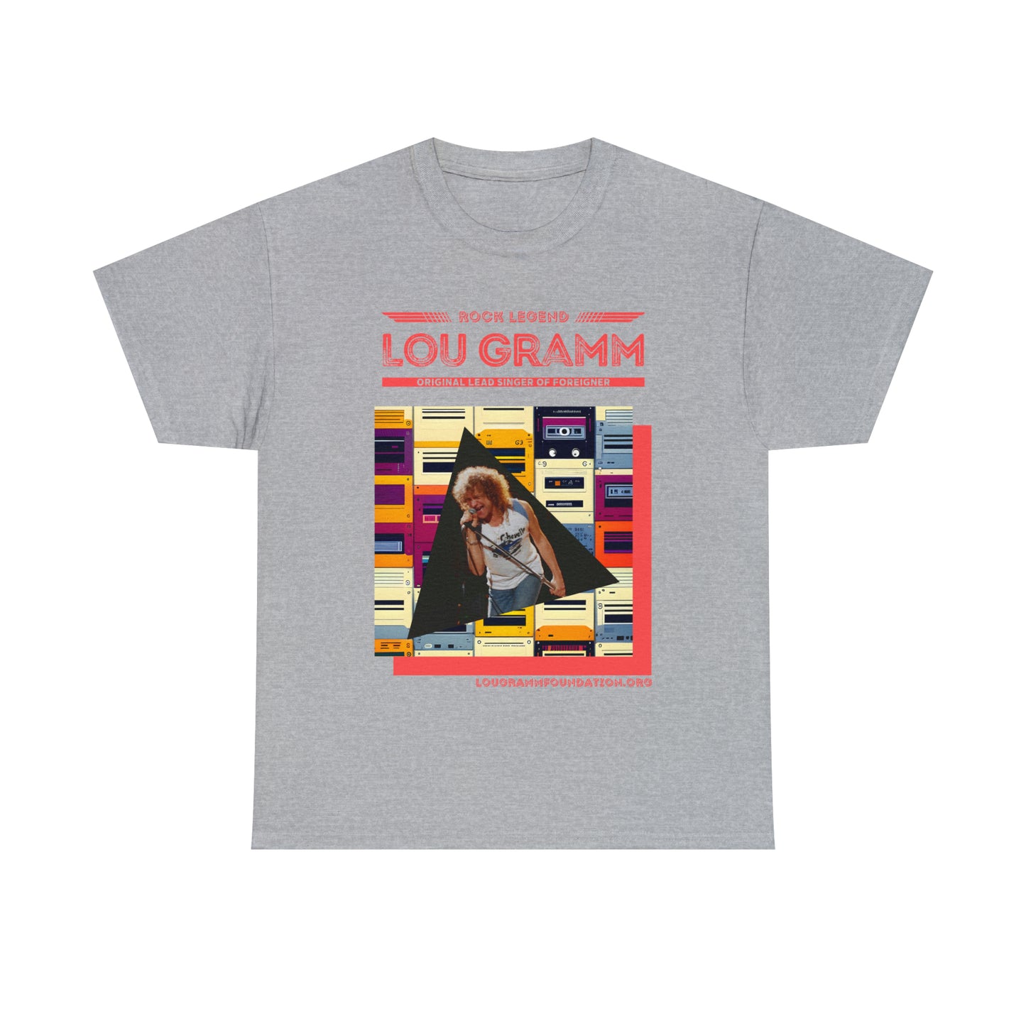 Rock Legend Lou Gramm Unisex Heavy Cotton Tee - Salmon logo