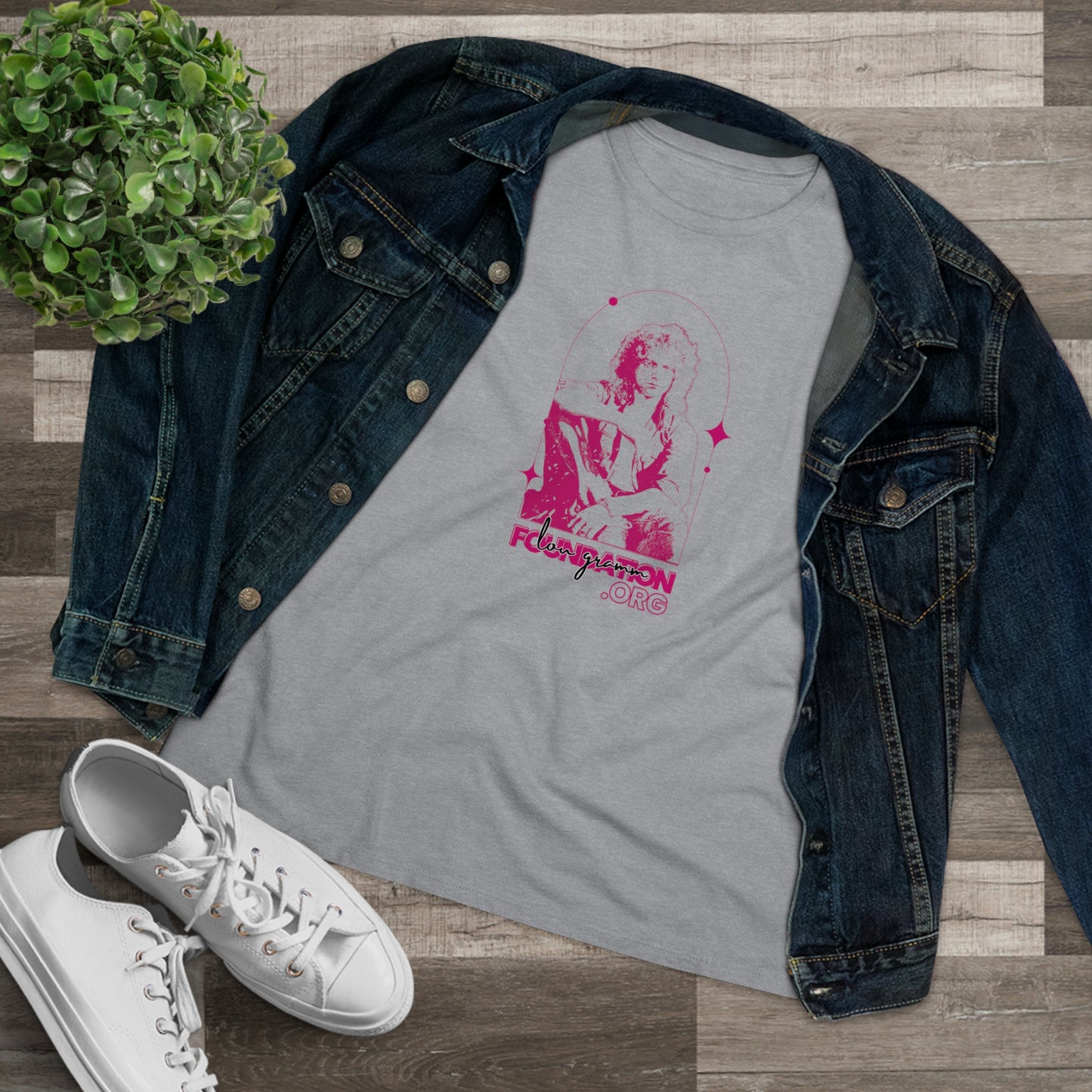 Lou Gramm Stencil Pink logo - Women's Premium Tee