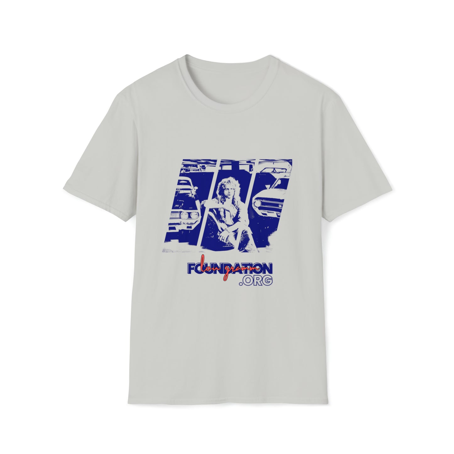 Lou’s Garage Blue logo - Unisex Softstyle T-Shirt
