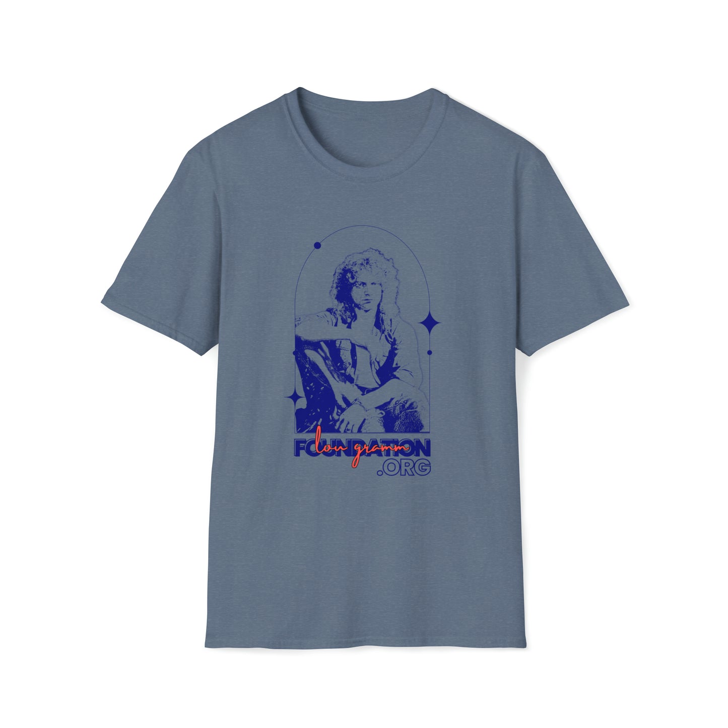 Lou Gramm Stencil Blue logo - Unisex Softstyle T-Shirt