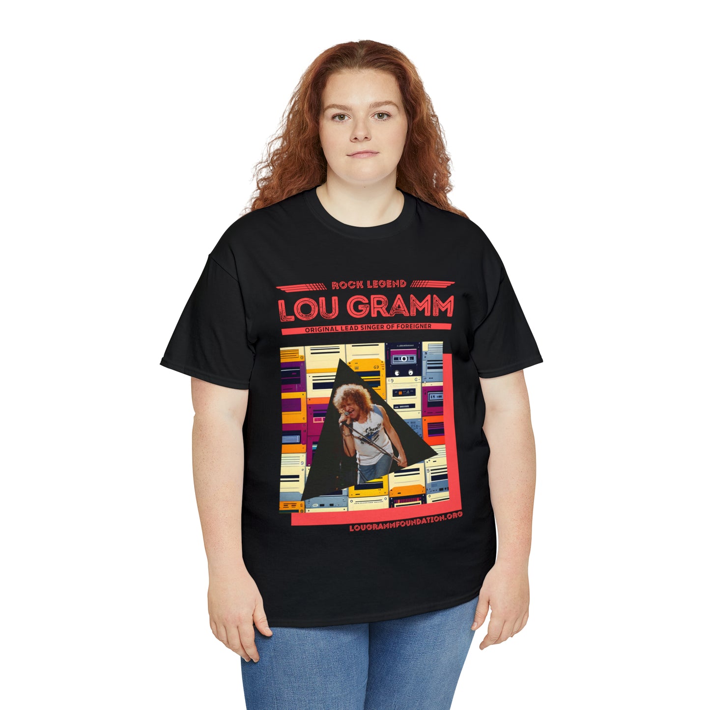 Rock Legend Lou Gramm Unisex Heavy Cotton Tee - Salmon logo