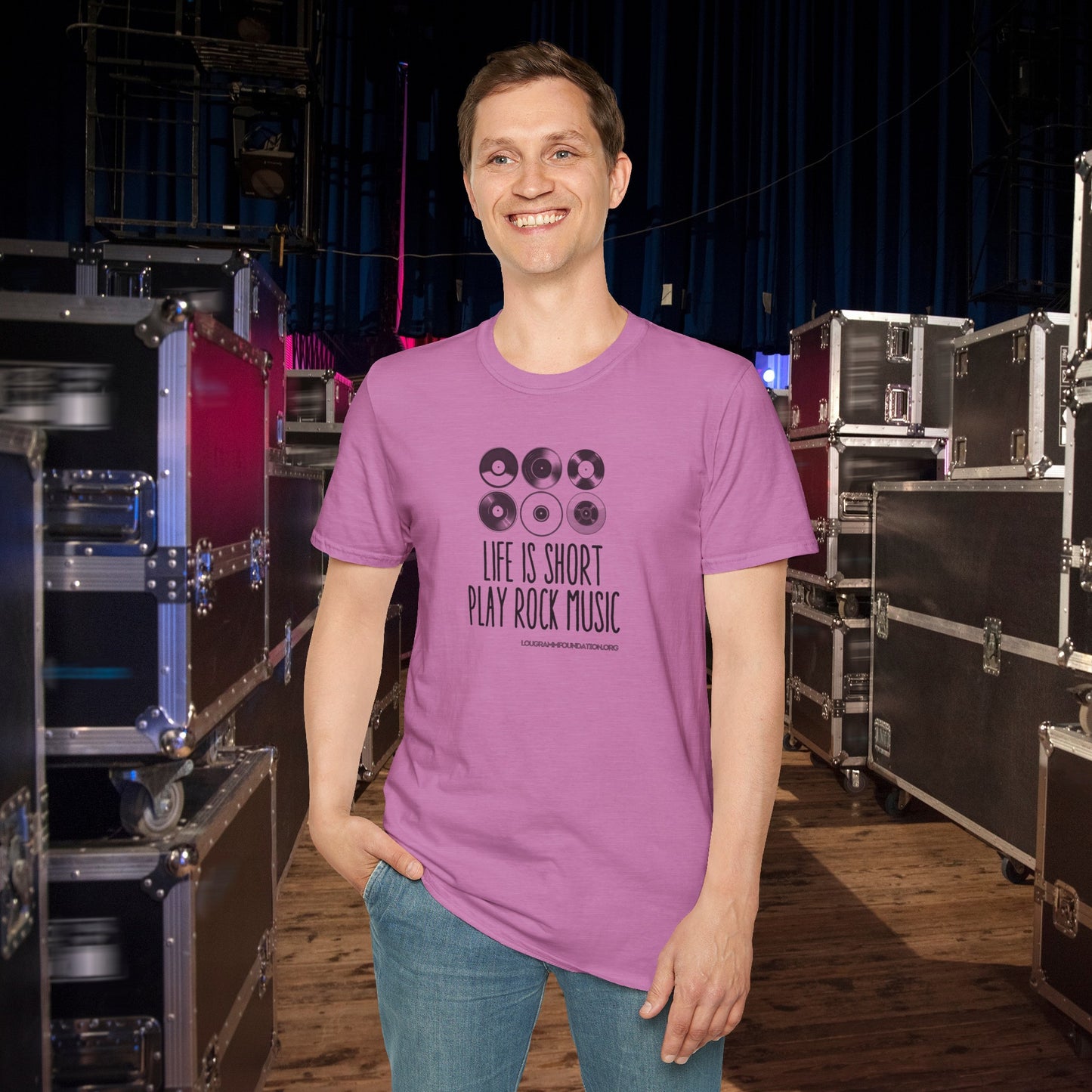 Life is Short Play Rock Music Unisex Softstyle T-Shirt