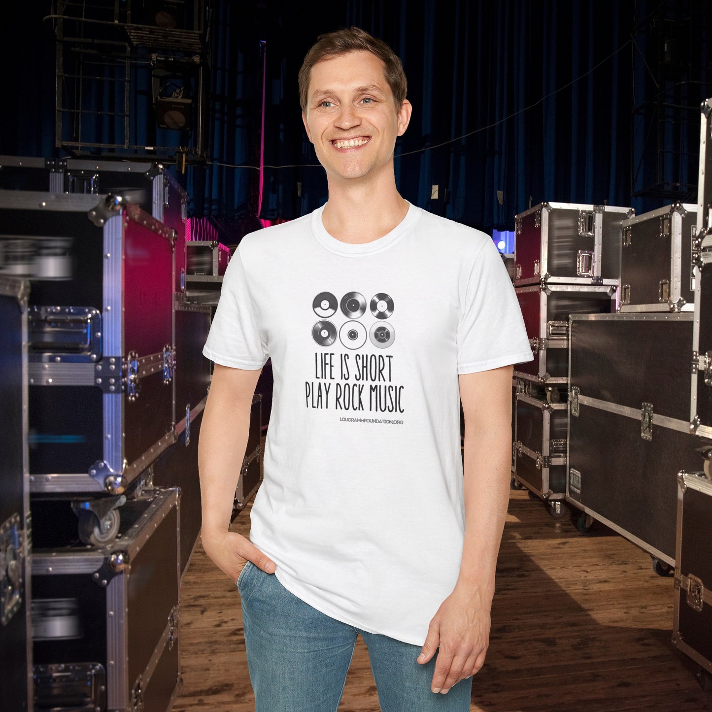 Life is Short Play Rock Music Unisex Softstyle T-Shirt