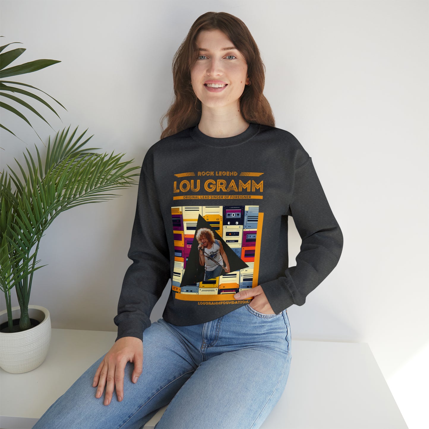 Rock Legend Lou Gramm Orange Logo - Unisex Heavy Blend™ Crewneck Sweatshirt