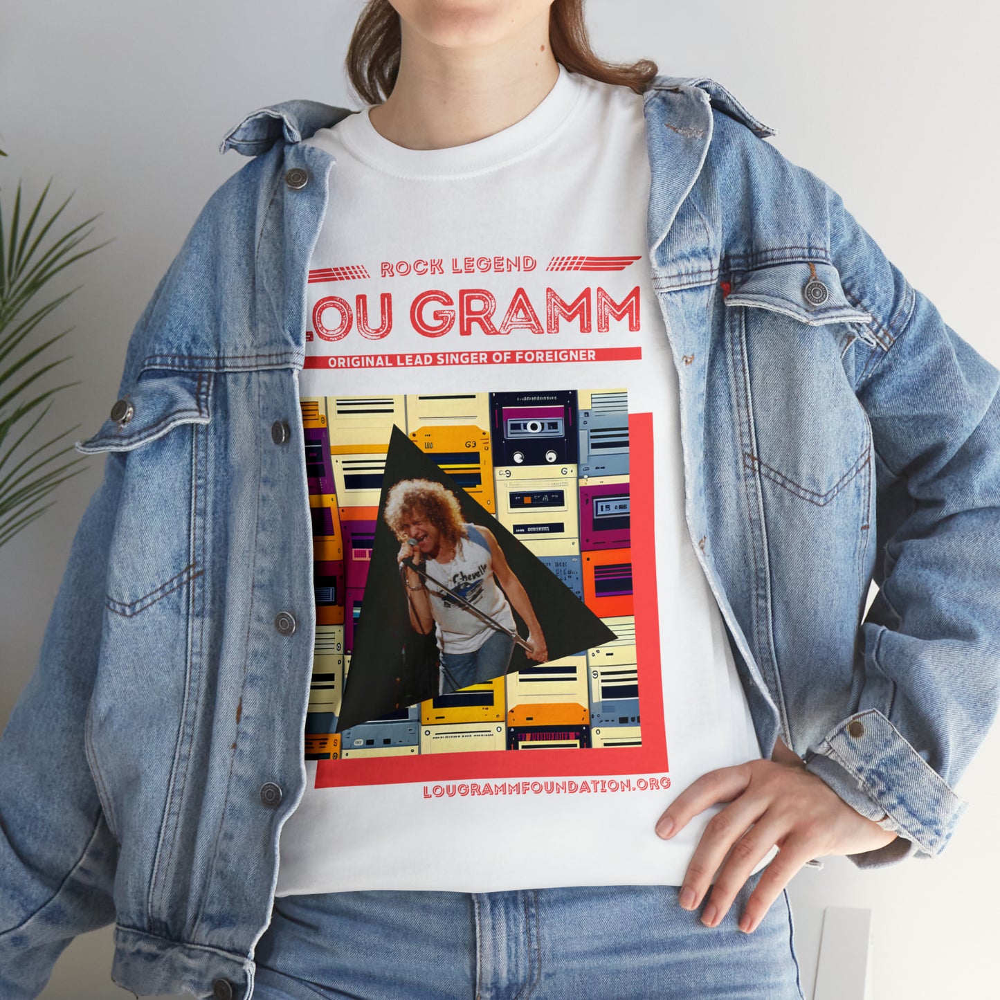 Rock Legend Lou Gramm Unisex Heavy Cotton Tee - Salmon logo