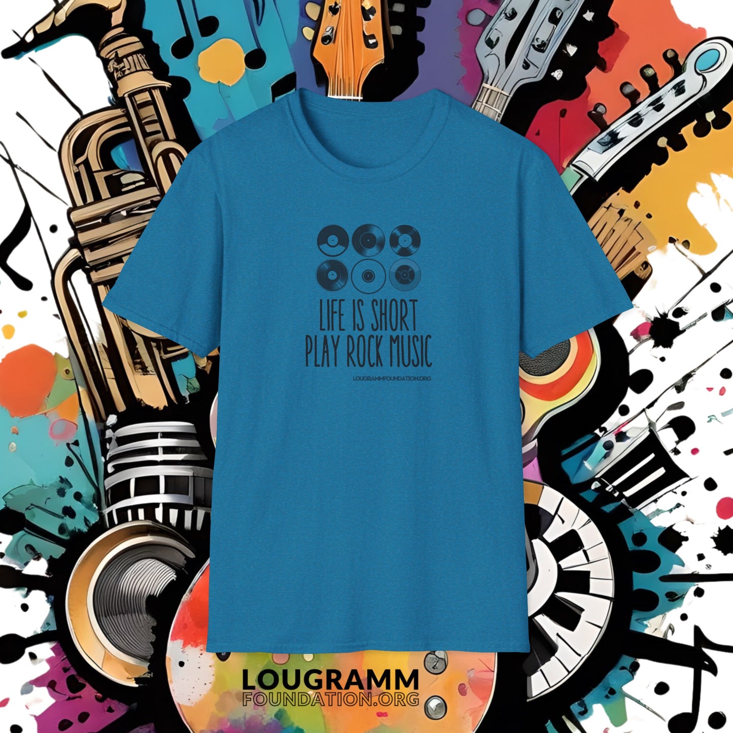 Life is Short Play Rock Music Unisex Softstyle T-Shirt