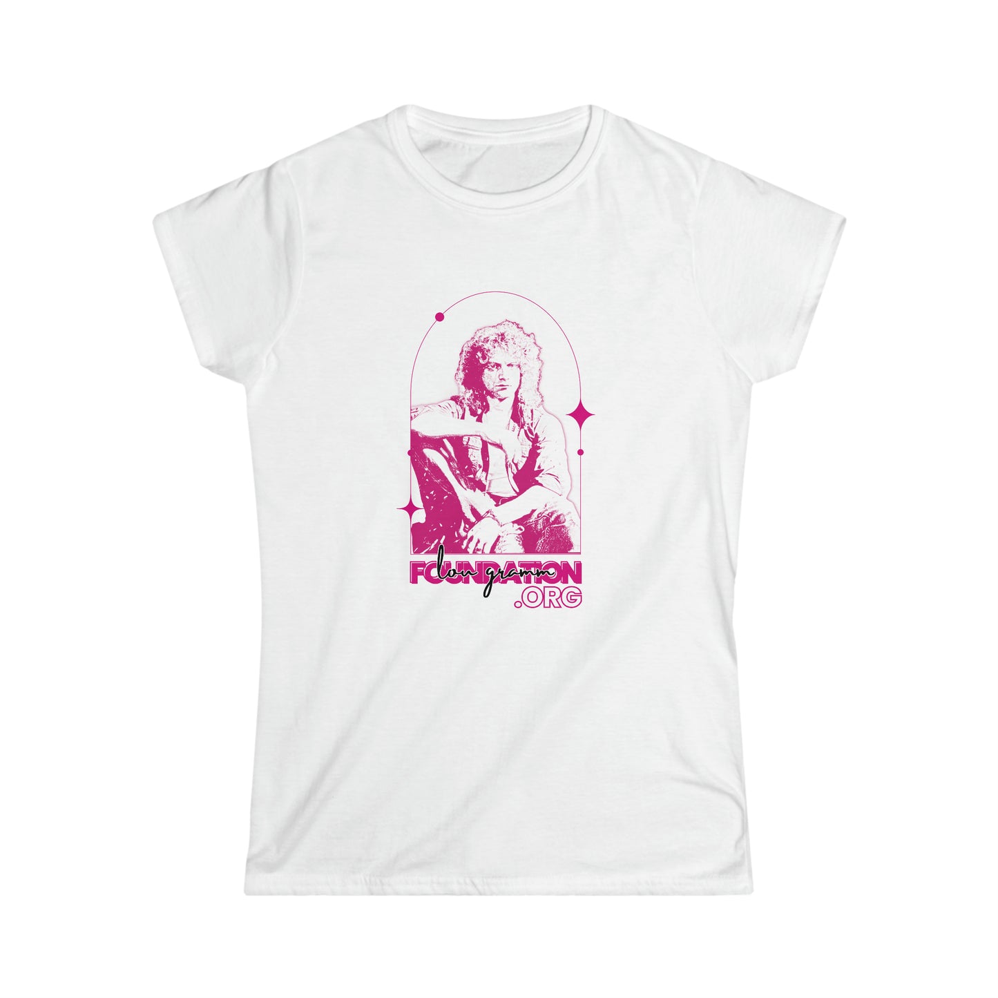 Lou Gramm Stencil pink logo - Women's Softstyle Tee