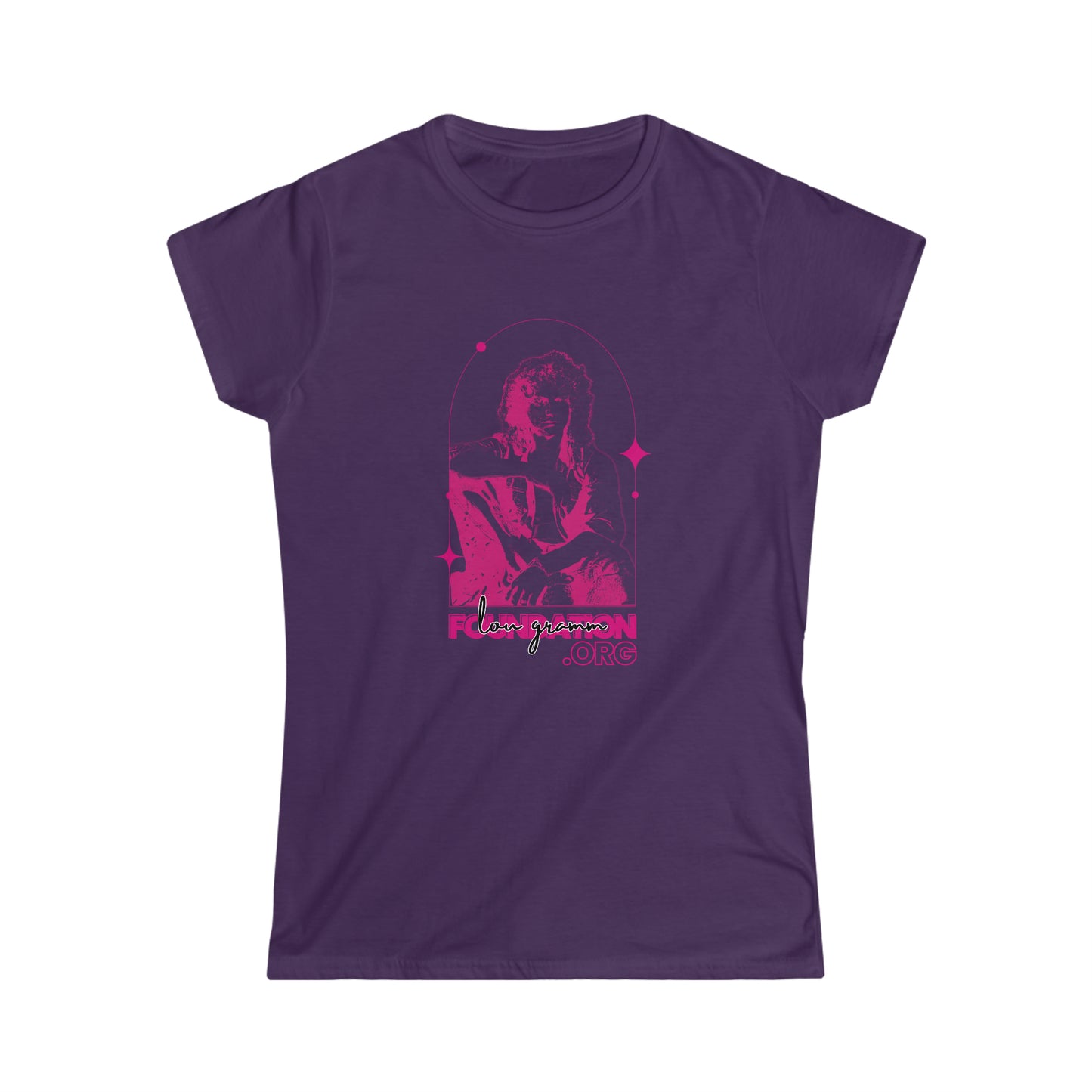 Lou Gramm Stencil pink logo - Women's Softstyle Tee