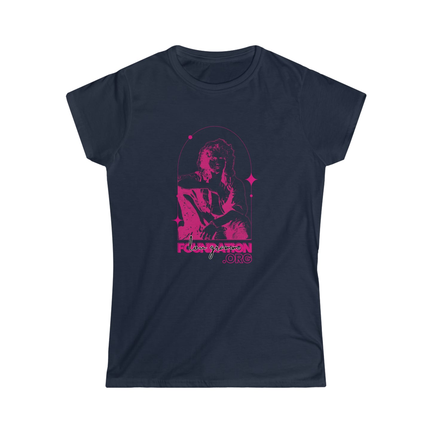Lou Gramm Stencil pink logo - Women's Softstyle Tee
