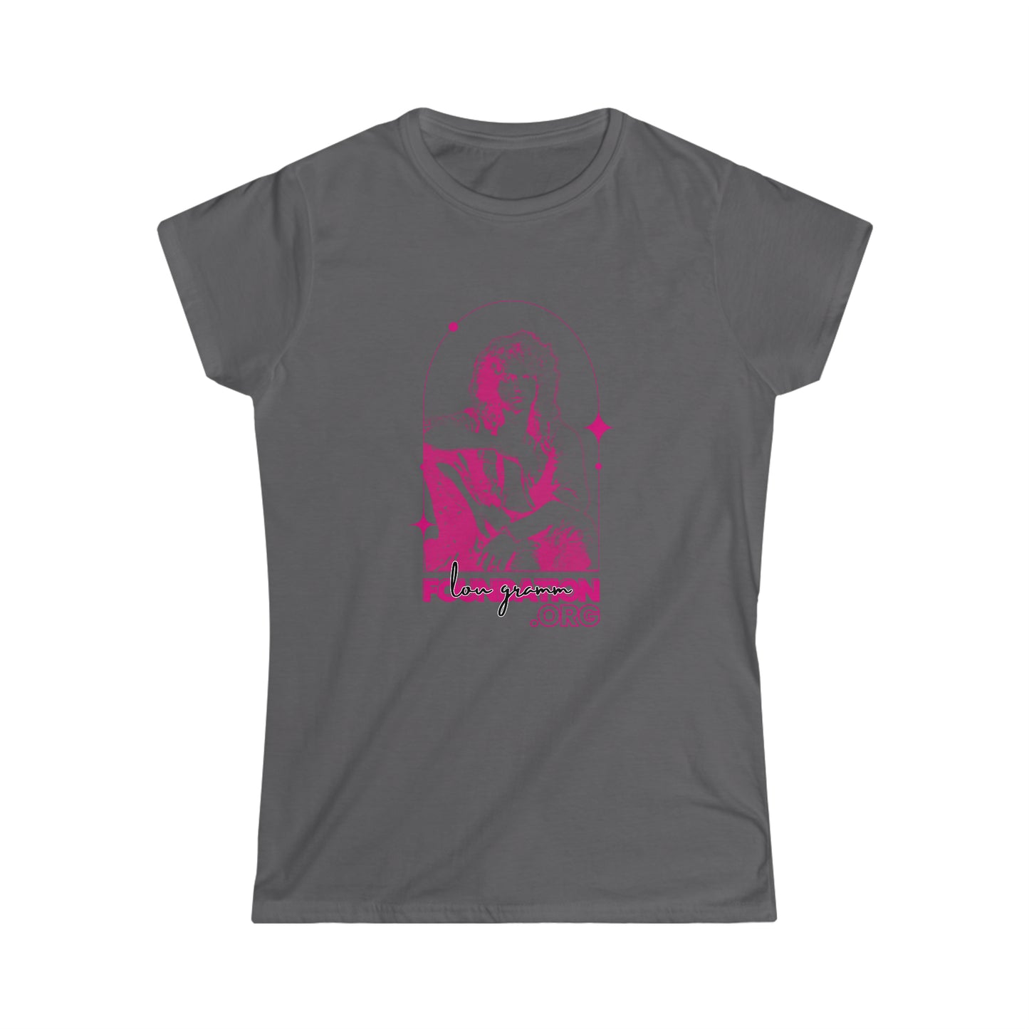 Lou Gramm Stencil pink logo - Women's Softstyle Tee