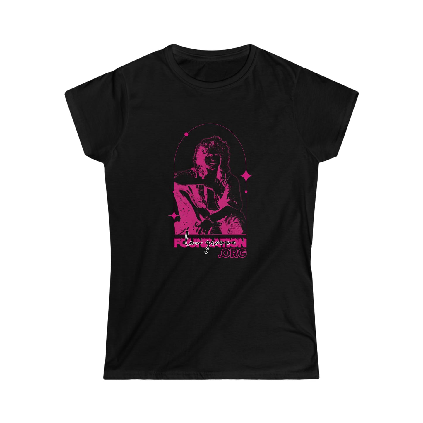 Lou Gramm Stencil pink logo - Women's Softstyle Tee