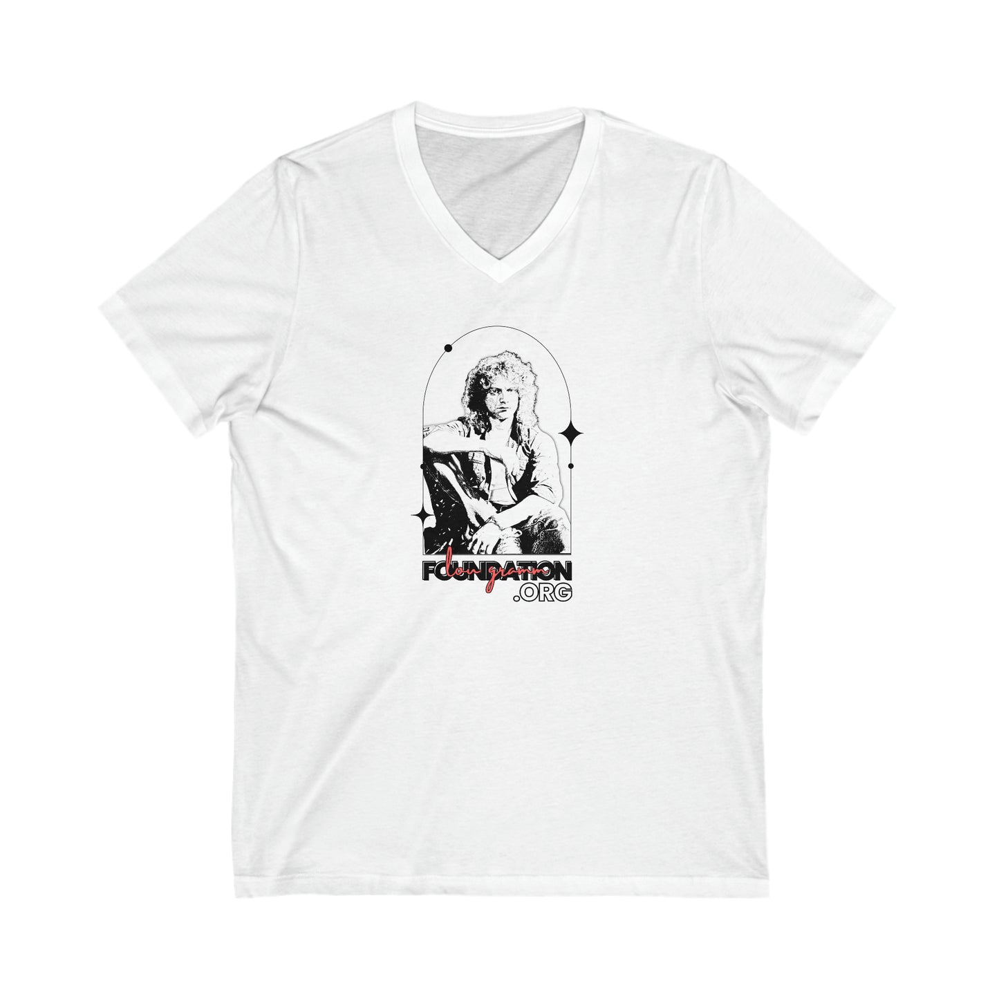 Lou Gramm Stencil Black - Unisex Jersey Short Sleeve V-Neck Tee