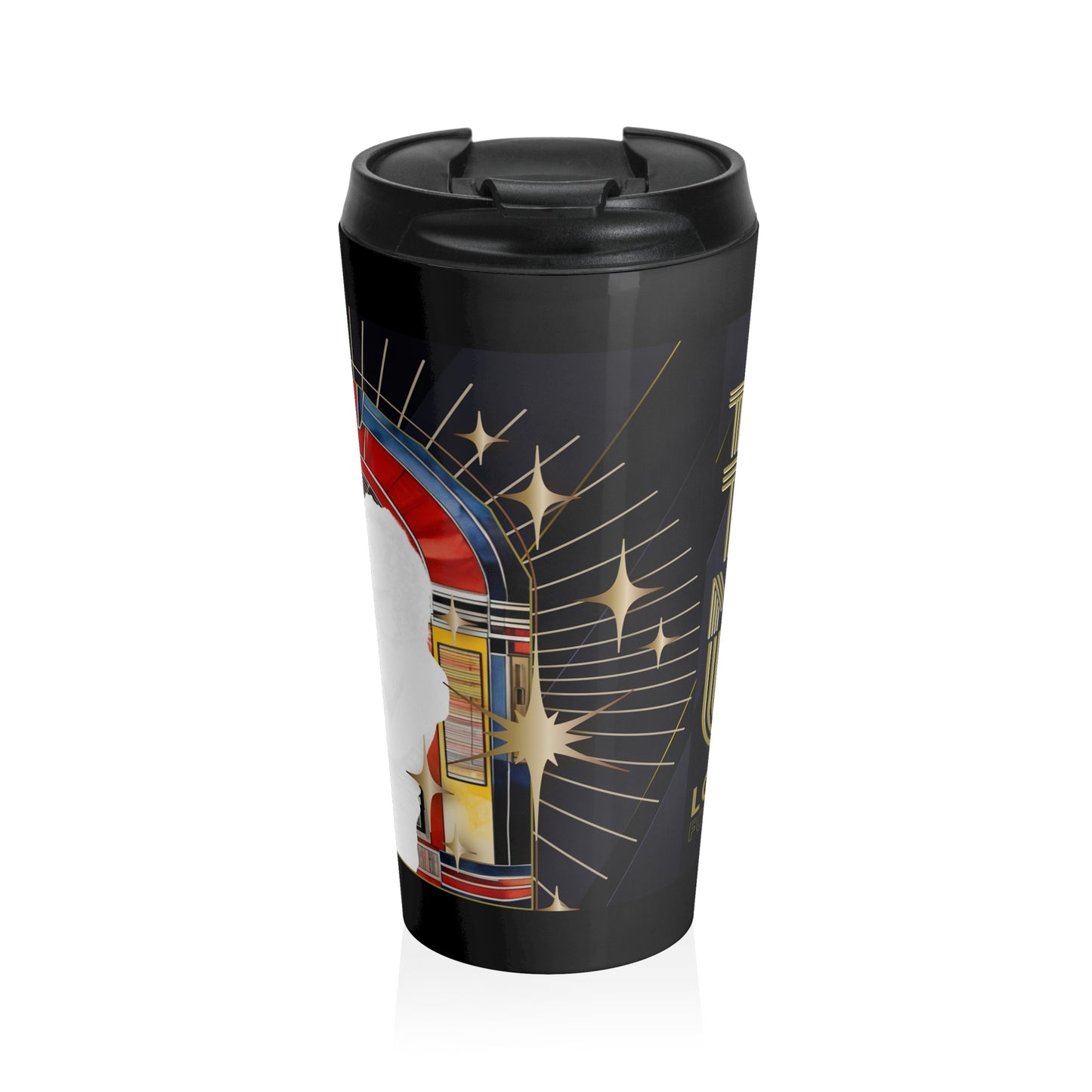 Turn The Music Up Stainless Steel Travel Mug - Black