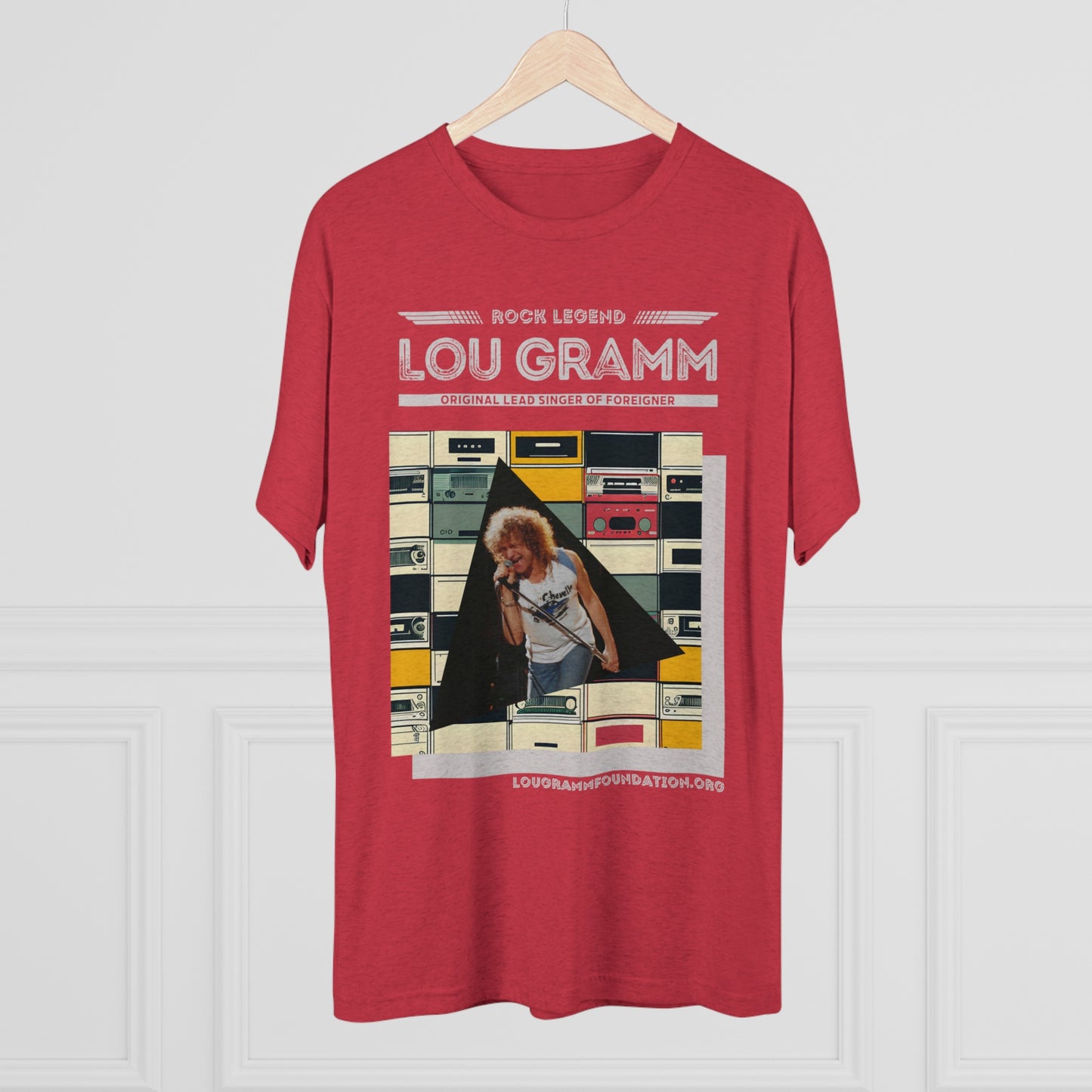 Rock Legend Lou Gramm Unisex Tri-Blend Crew Tee - Grey Logo