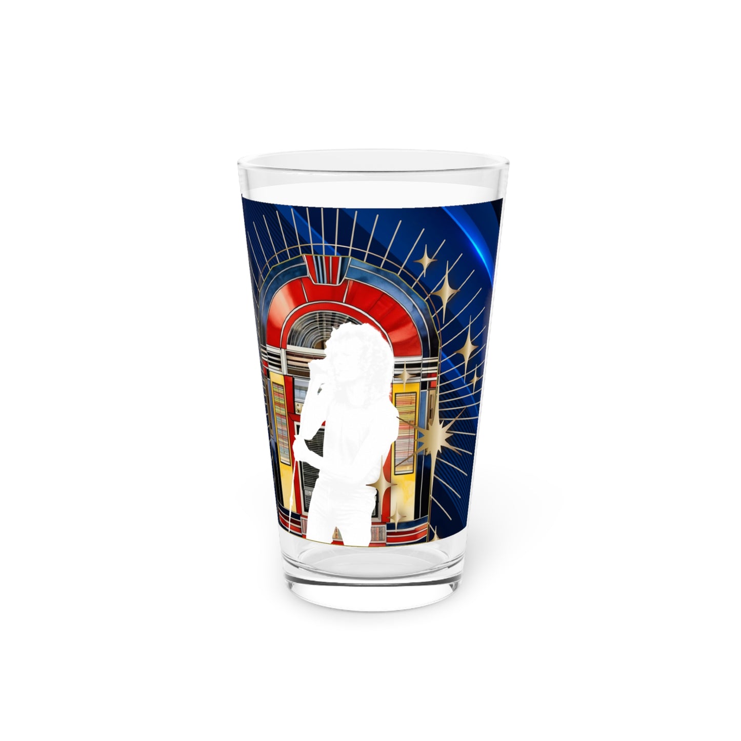 Turn The Music Up 16oz Pint Glass - Blue