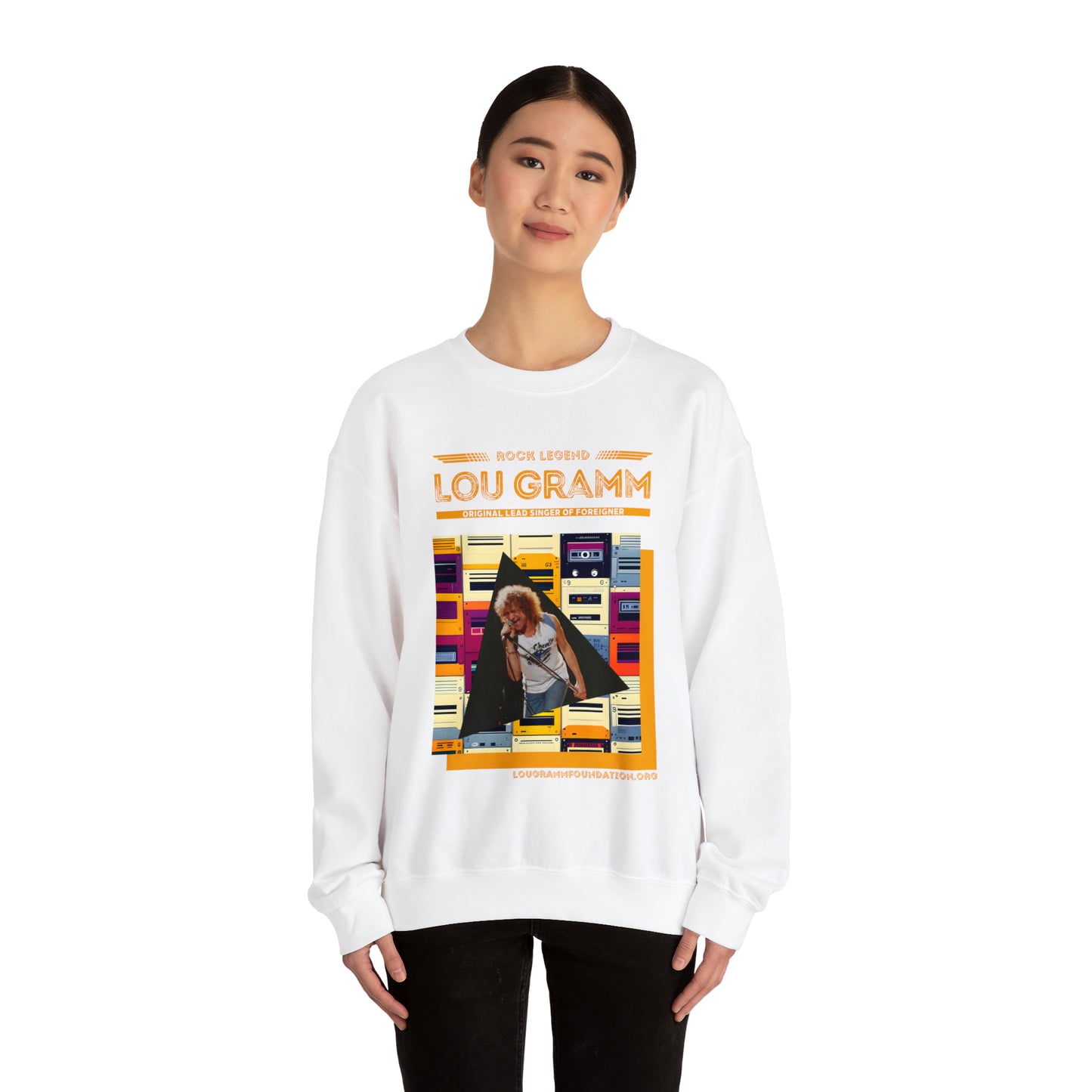 Rock Legend Lou Gramm Orange Logo - Unisex Heavy Blend™ Crewneck Sweatshirt
