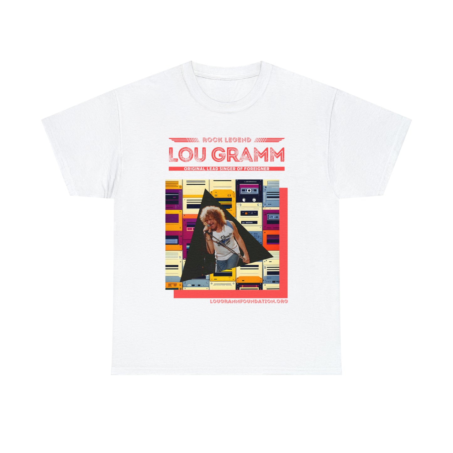 Rock Legend Lou Gramm Unisex Heavy Cotton Tee - Salmon logo