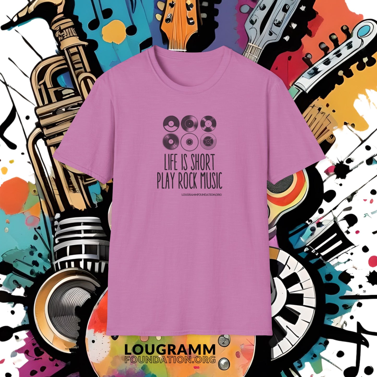Life is Short Play Rock Music Unisex Softstyle T-Shirt